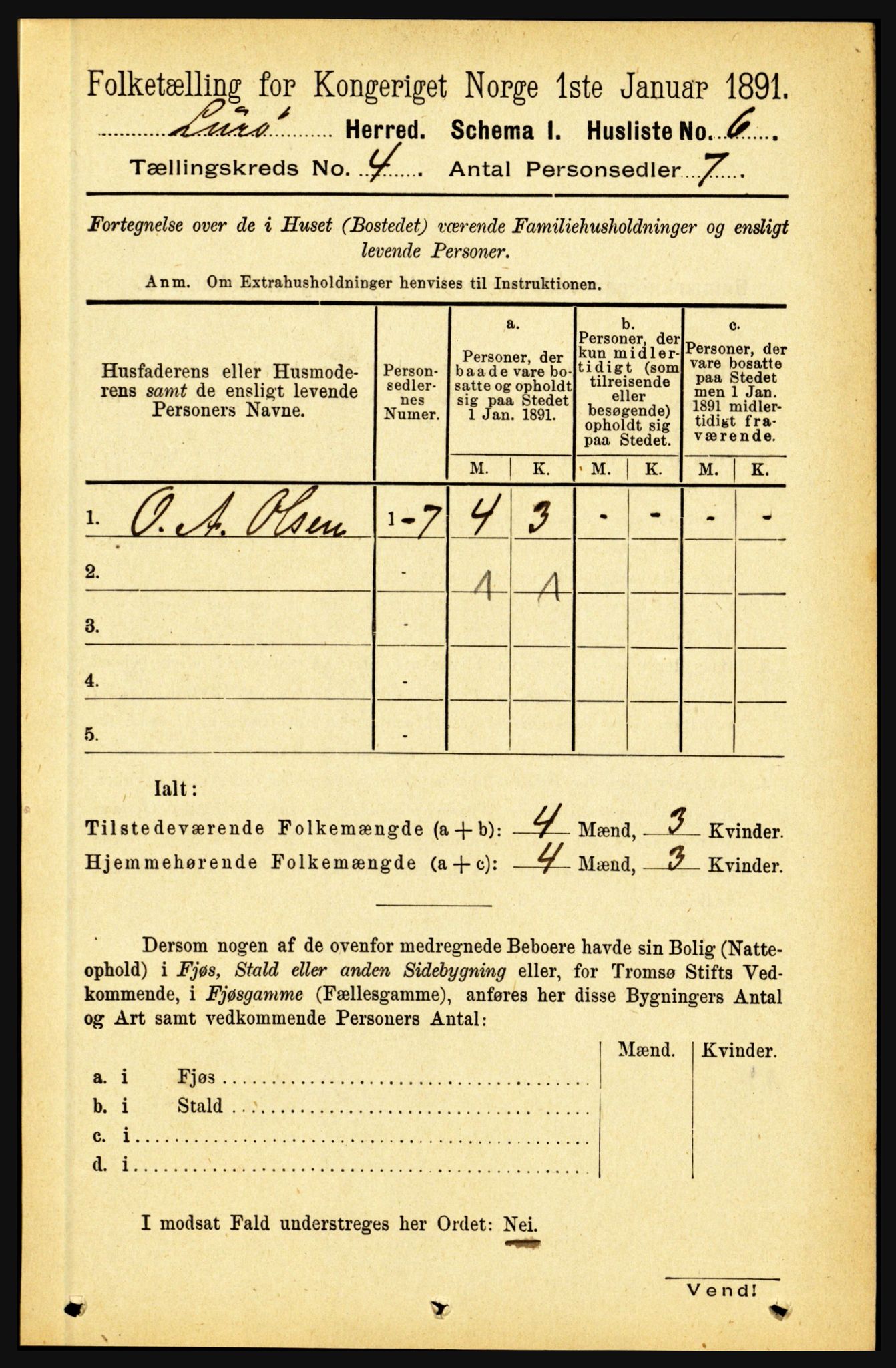 RA, 1891 census for 1834 Lurøy, 1891, p. 1943