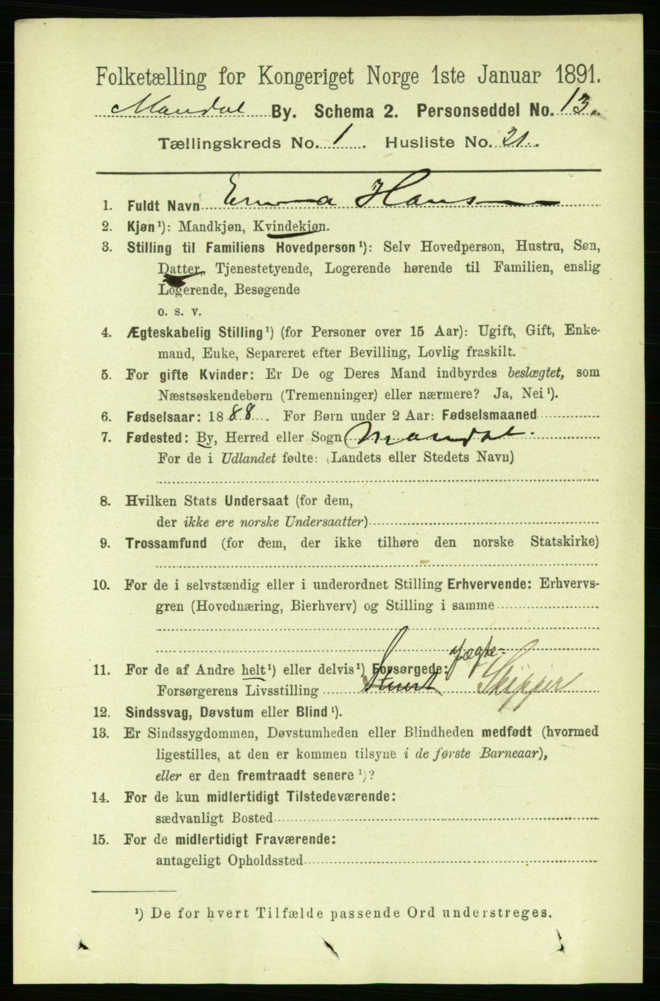 RA, 1891 census for 1002 Mandal, 1891, p. 1500