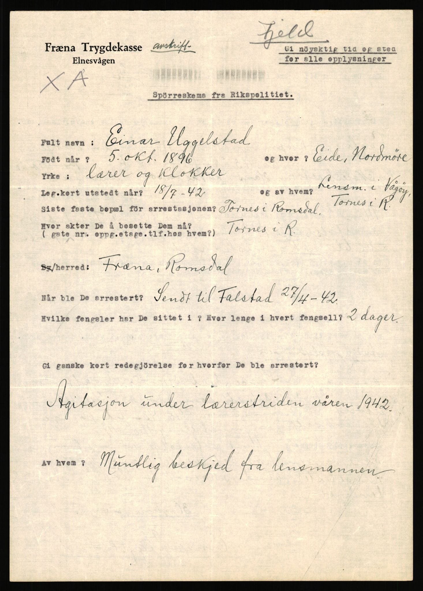 Rikspolitisjefen, AV/RA-S-1560/L/L0017: Tidemann, Hermann G. - Veum, Tjostolv, 1940-1945, p. 690