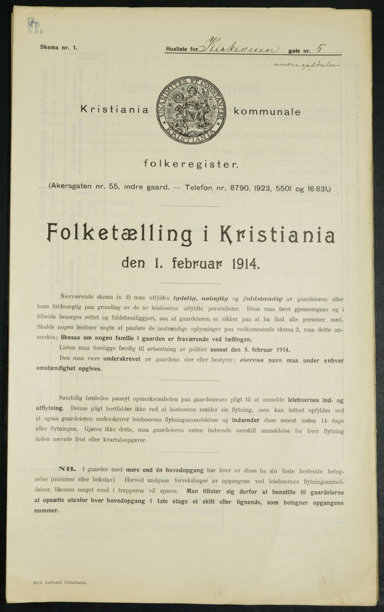 OBA, Municipal Census 1914 for Kristiania, 1914, p. 50841