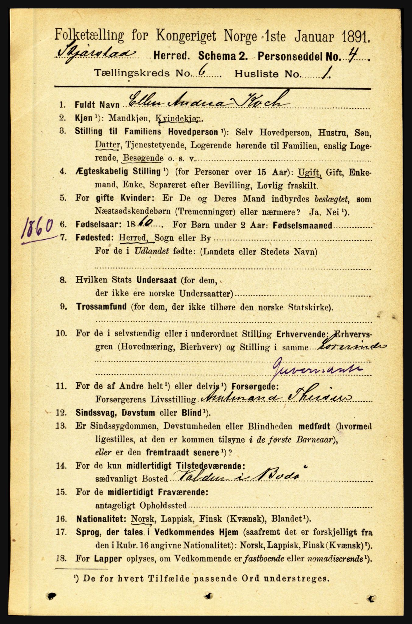 RA, 1891 census for 1842 Skjerstad, 1891, p. 1985