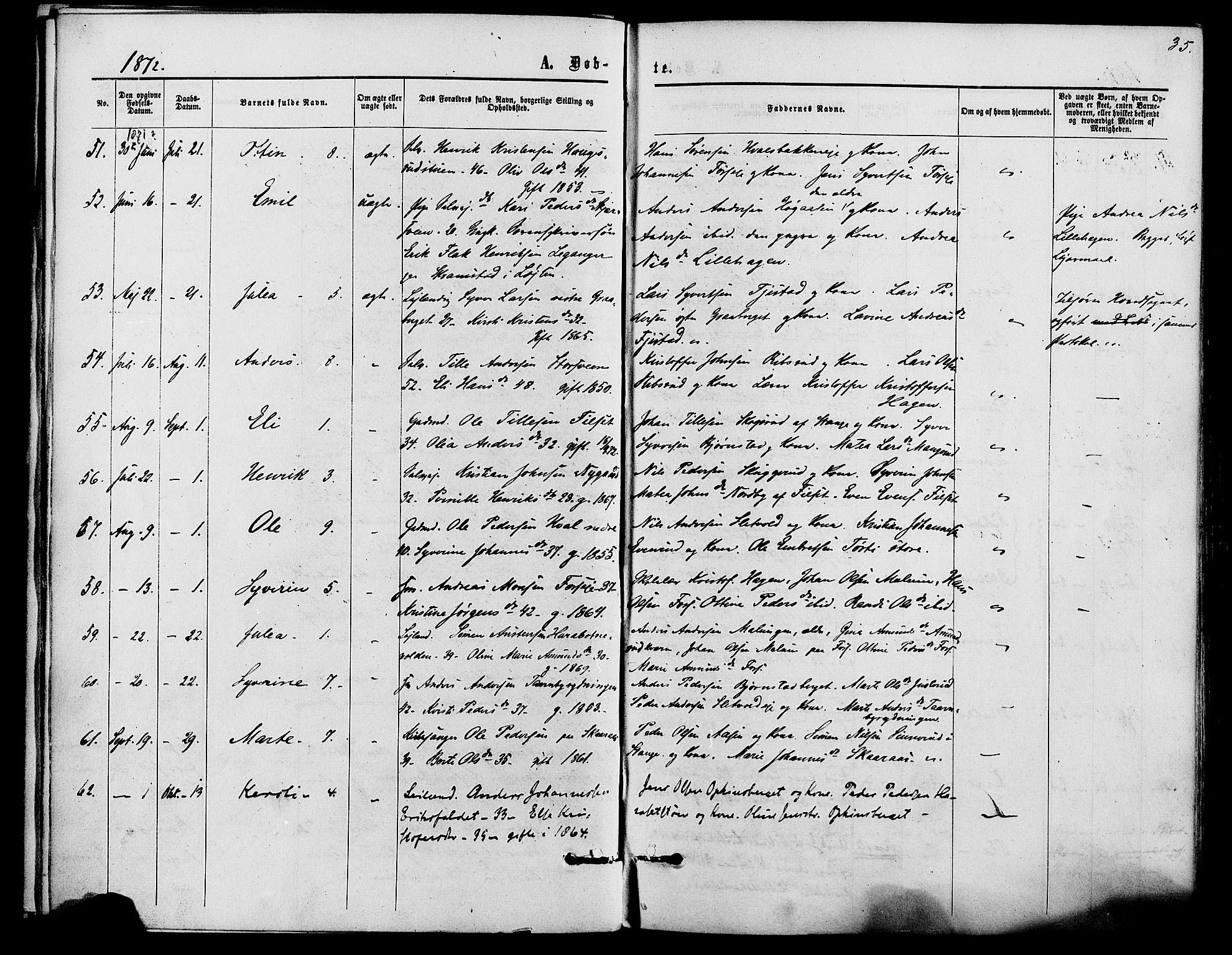 Romedal prestekontor, AV/SAH-PREST-004/K/L0006: Parish register (official) no. 6, 1866-1886, p. 35