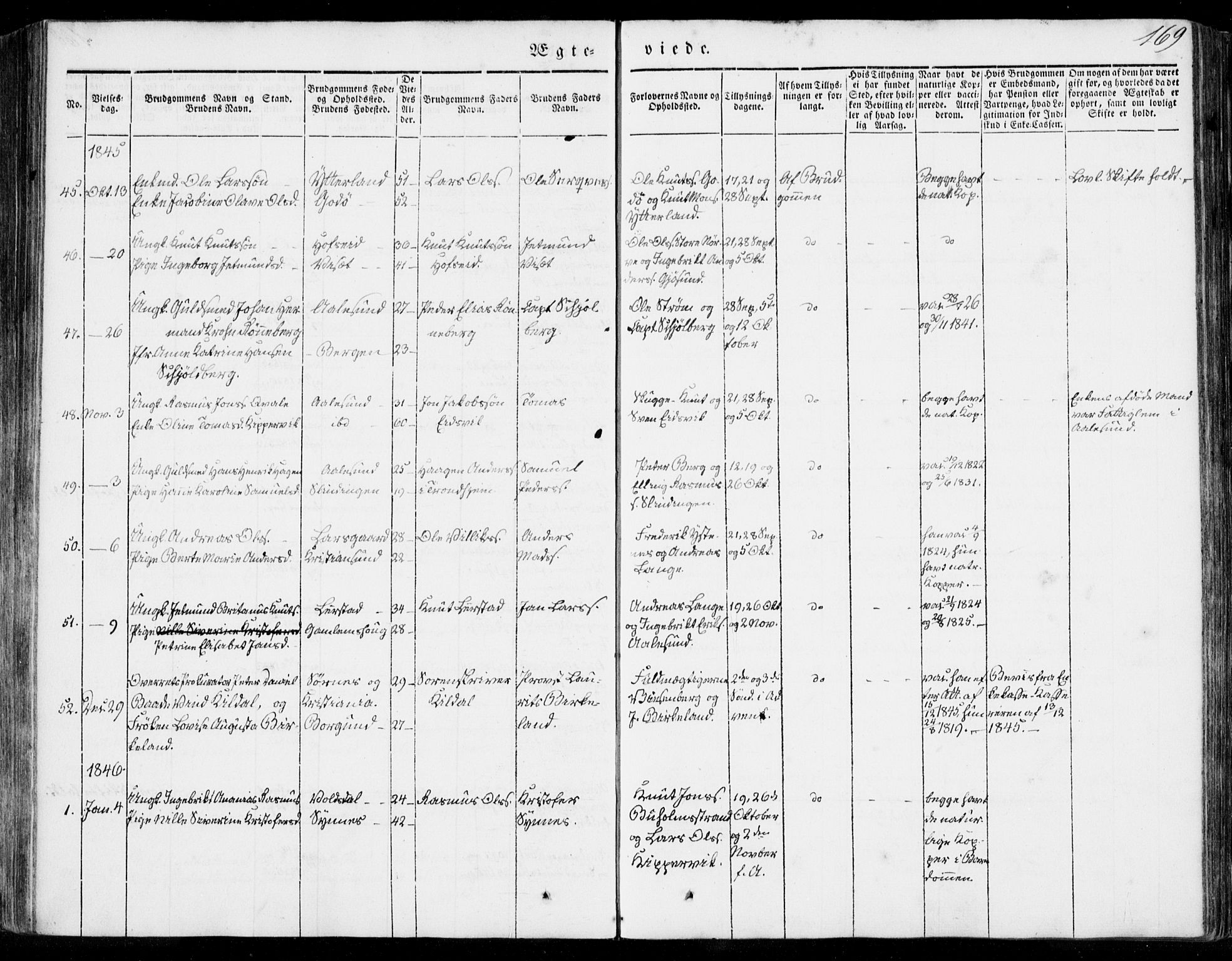 Ministerialprotokoller, klokkerbøker og fødselsregistre - Møre og Romsdal, SAT/A-1454/528/L0396: Parish register (official) no. 528A07, 1839-1847, p. 169