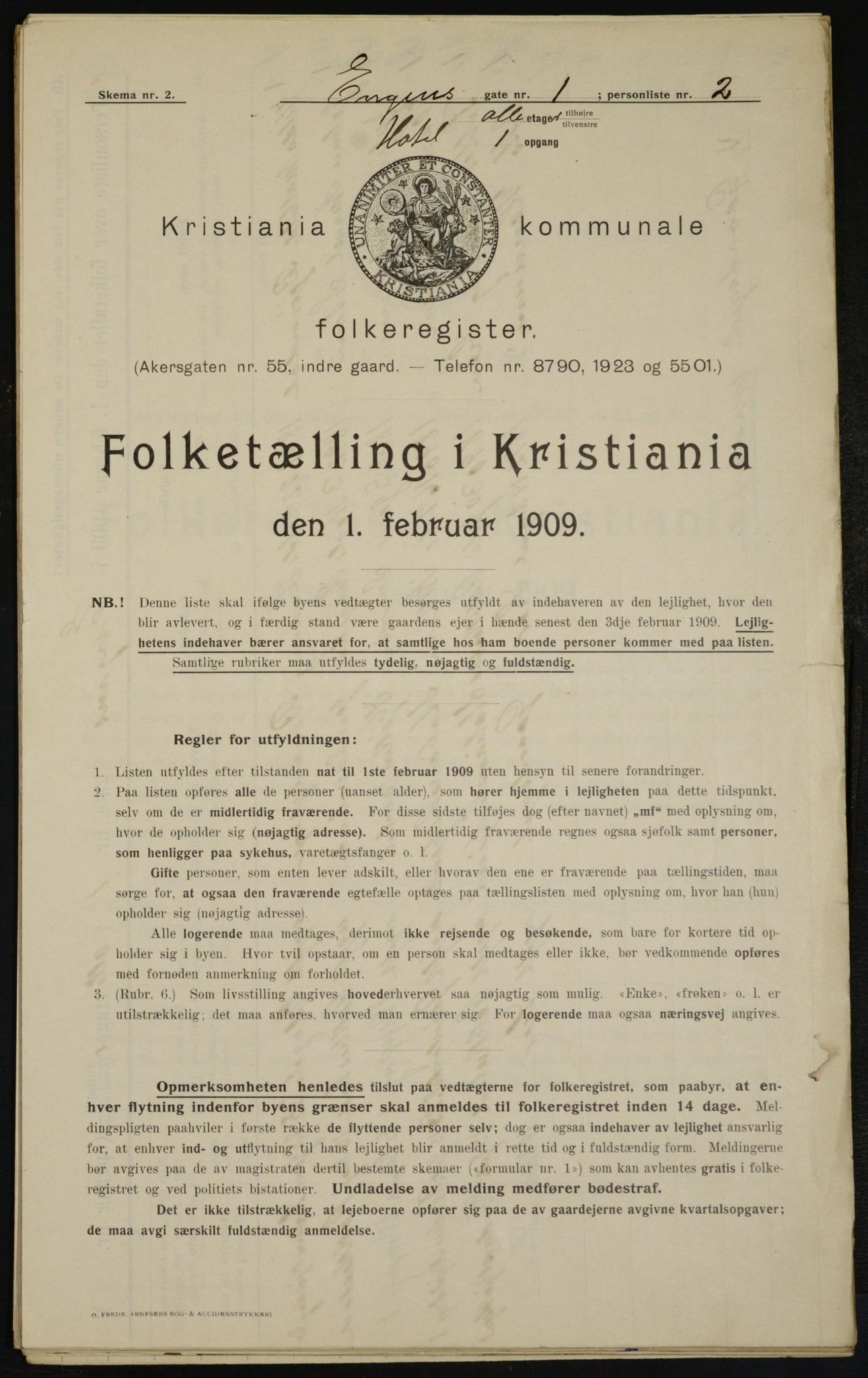 OBA, Municipal Census 1909 for Kristiania, 1909, p. 19605