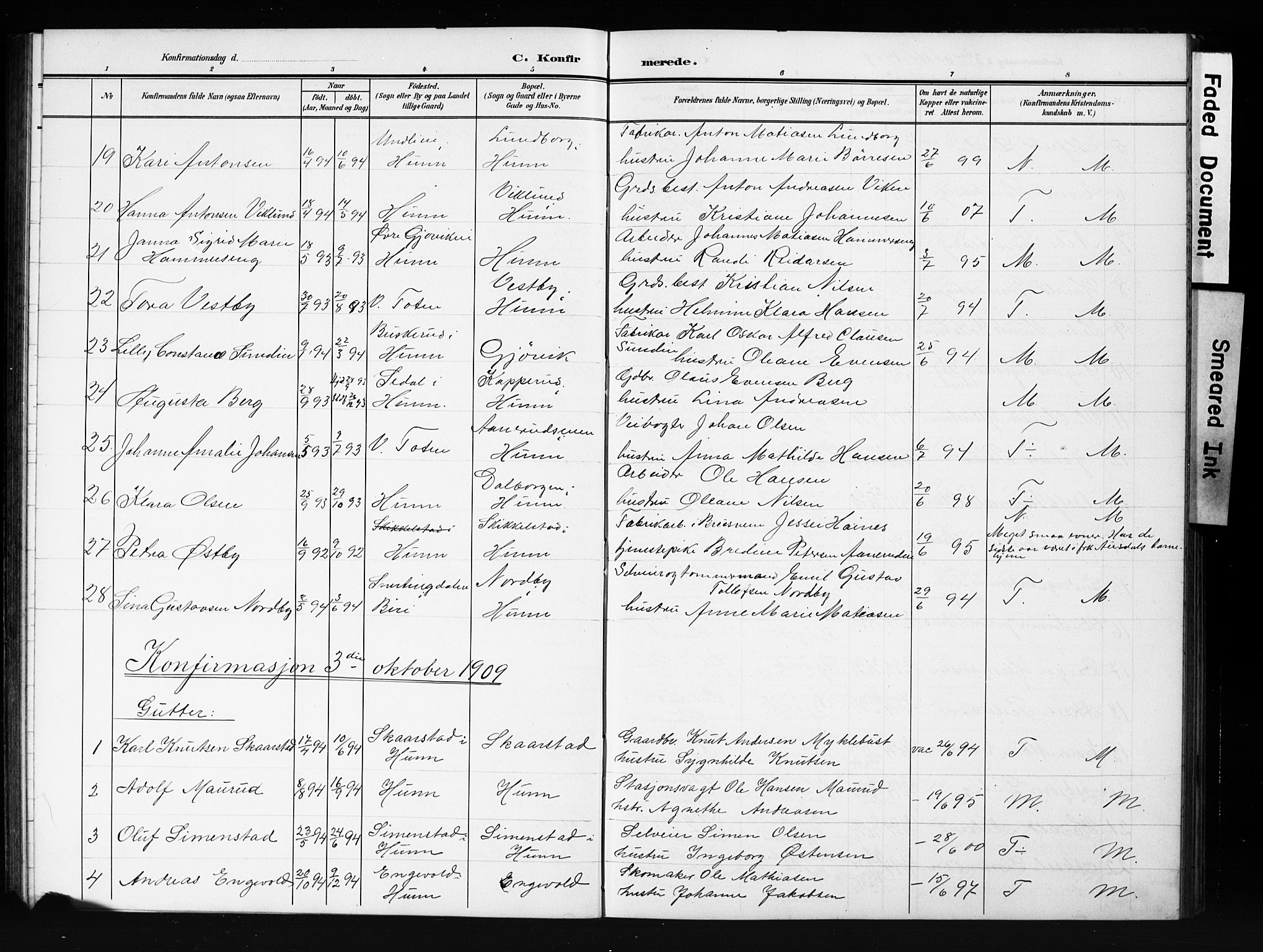 Vardal prestekontor, AV/SAH-PREST-100/H/Ha/Hab/L0013: Parish register (copy) no. 13, 1904-1915