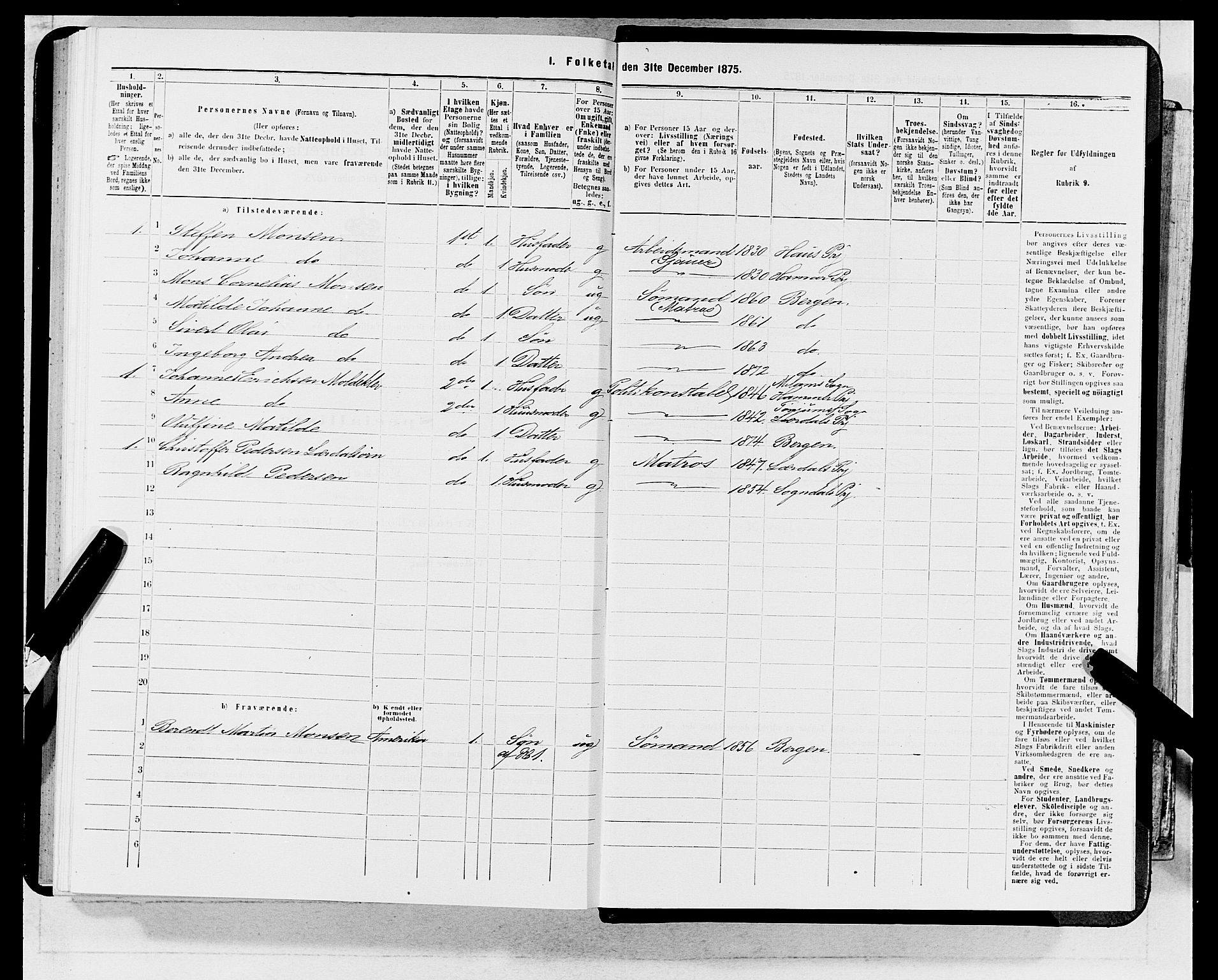 SAB, 1875 census for 1301 Bergen, 1875, p. 4843