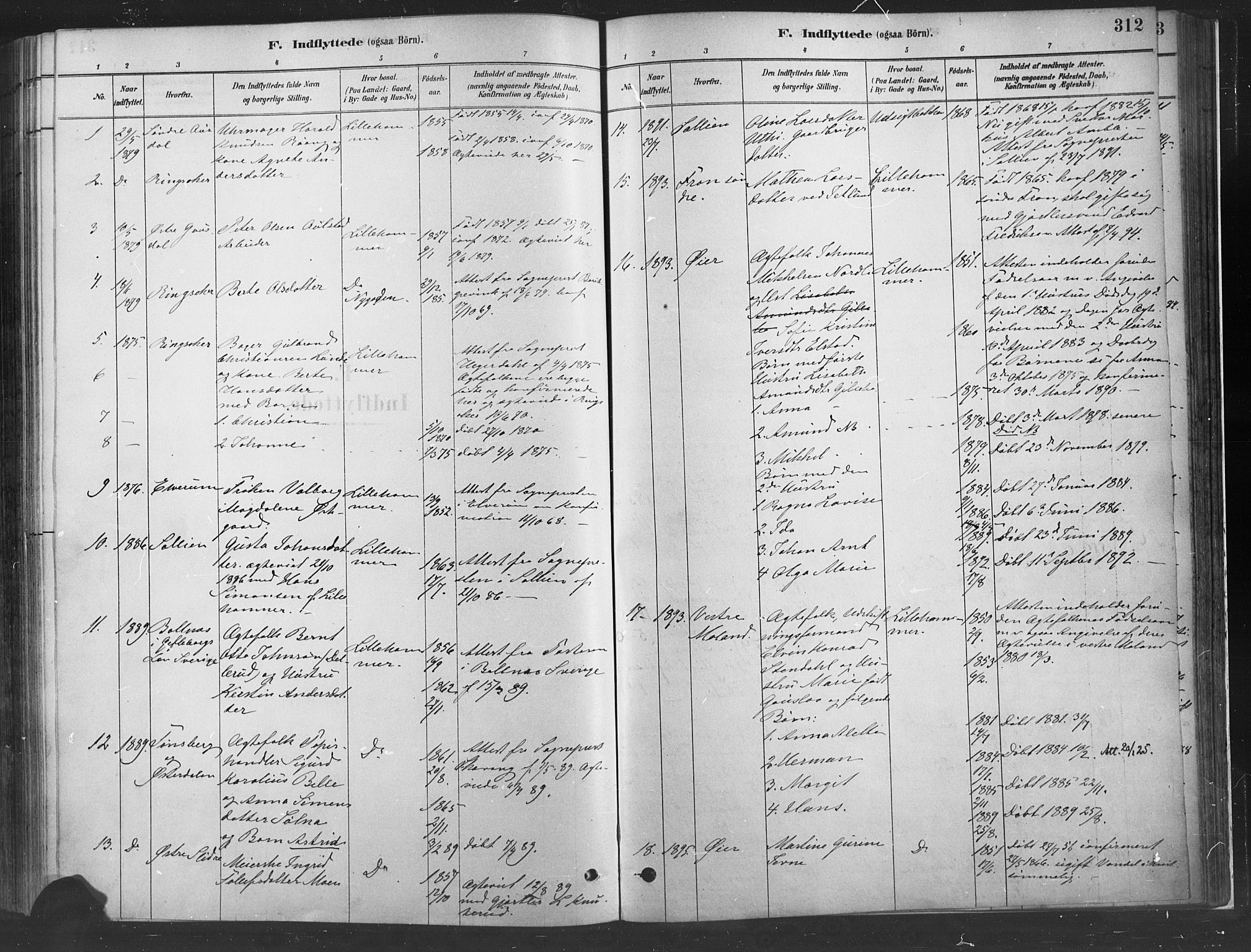 Fåberg prestekontor, SAH/PREST-086/H/Ha/Haa/L0010: Parish register (official) no. 10, 1879-1900, p. 312