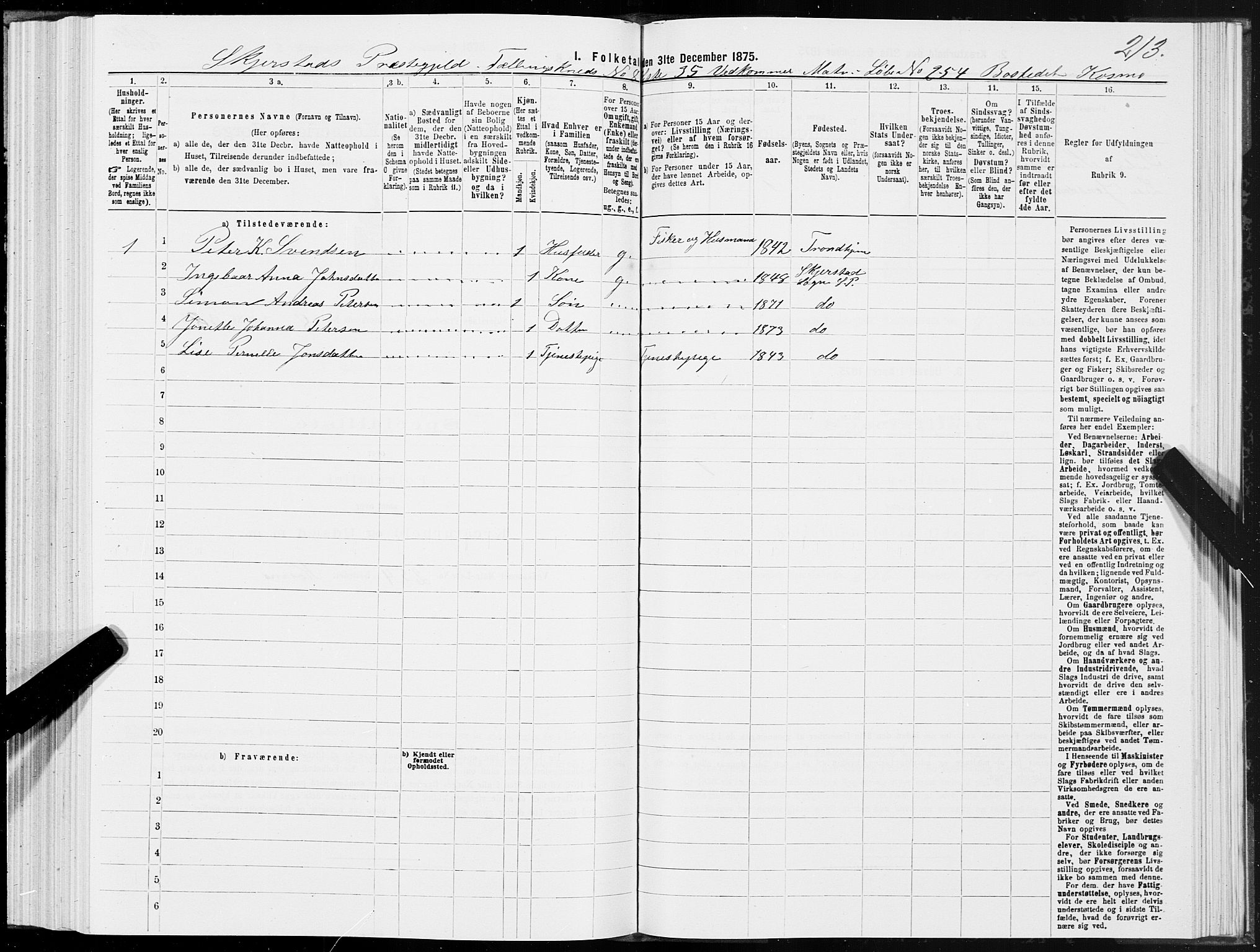 SAT, 1875 census for 1842P Skjerstad, 1875, p. 4213