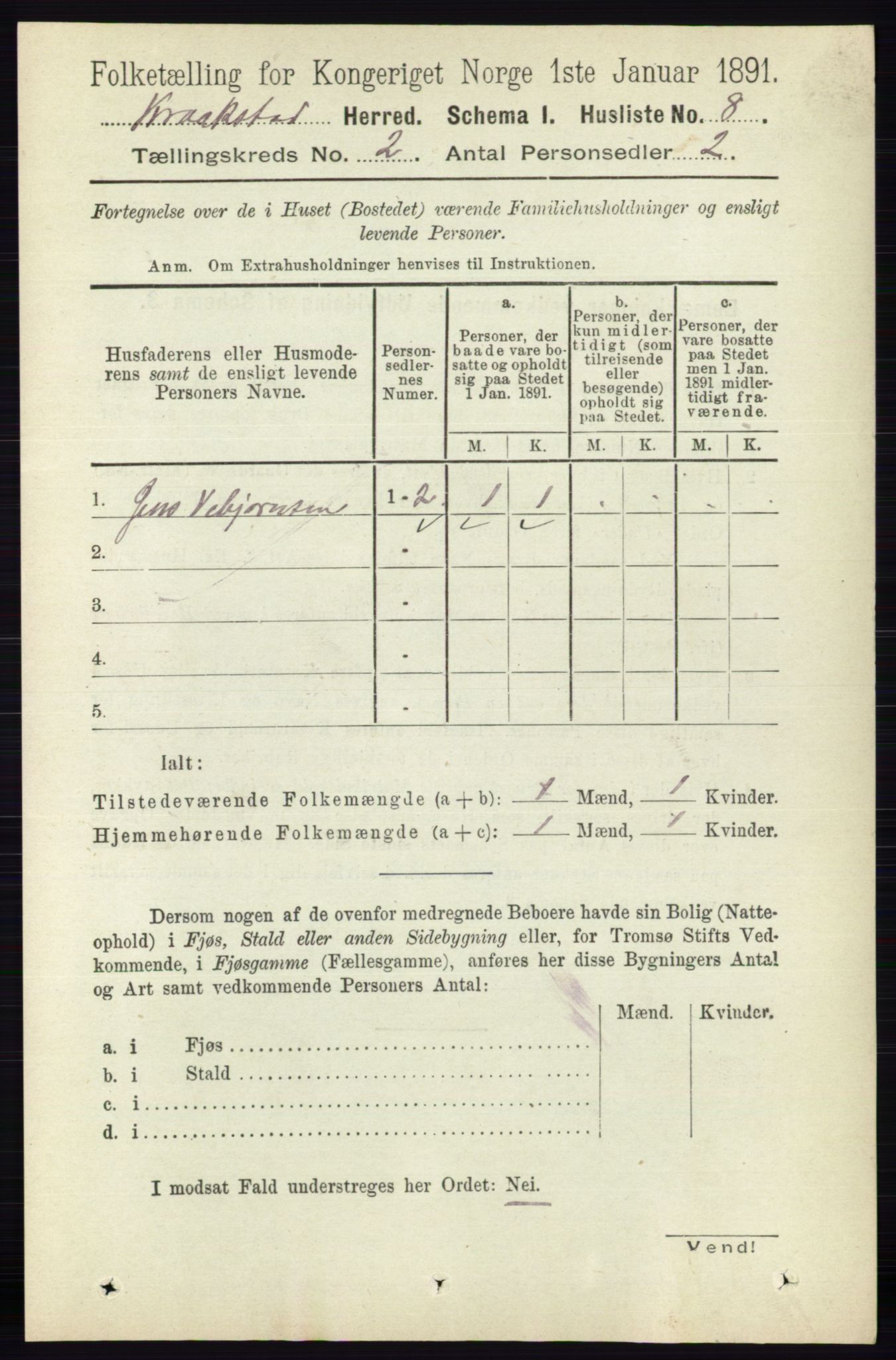 RA, 1891 census for 0212 Kråkstad, 1891, p. 682