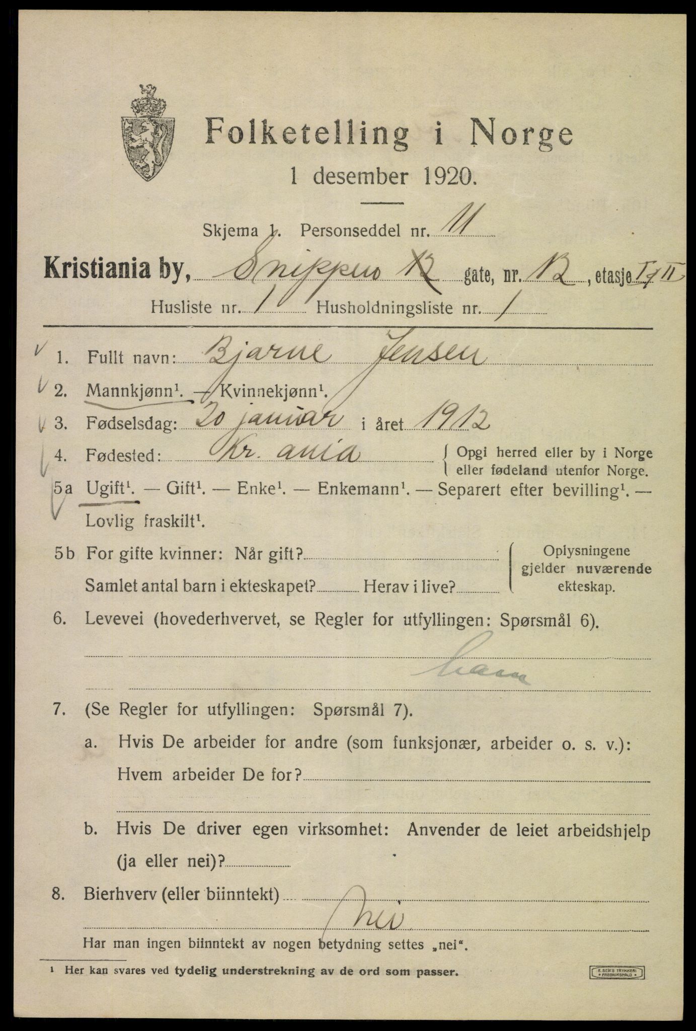 SAO, 1920 census for Kristiania, 1920, p. 522031