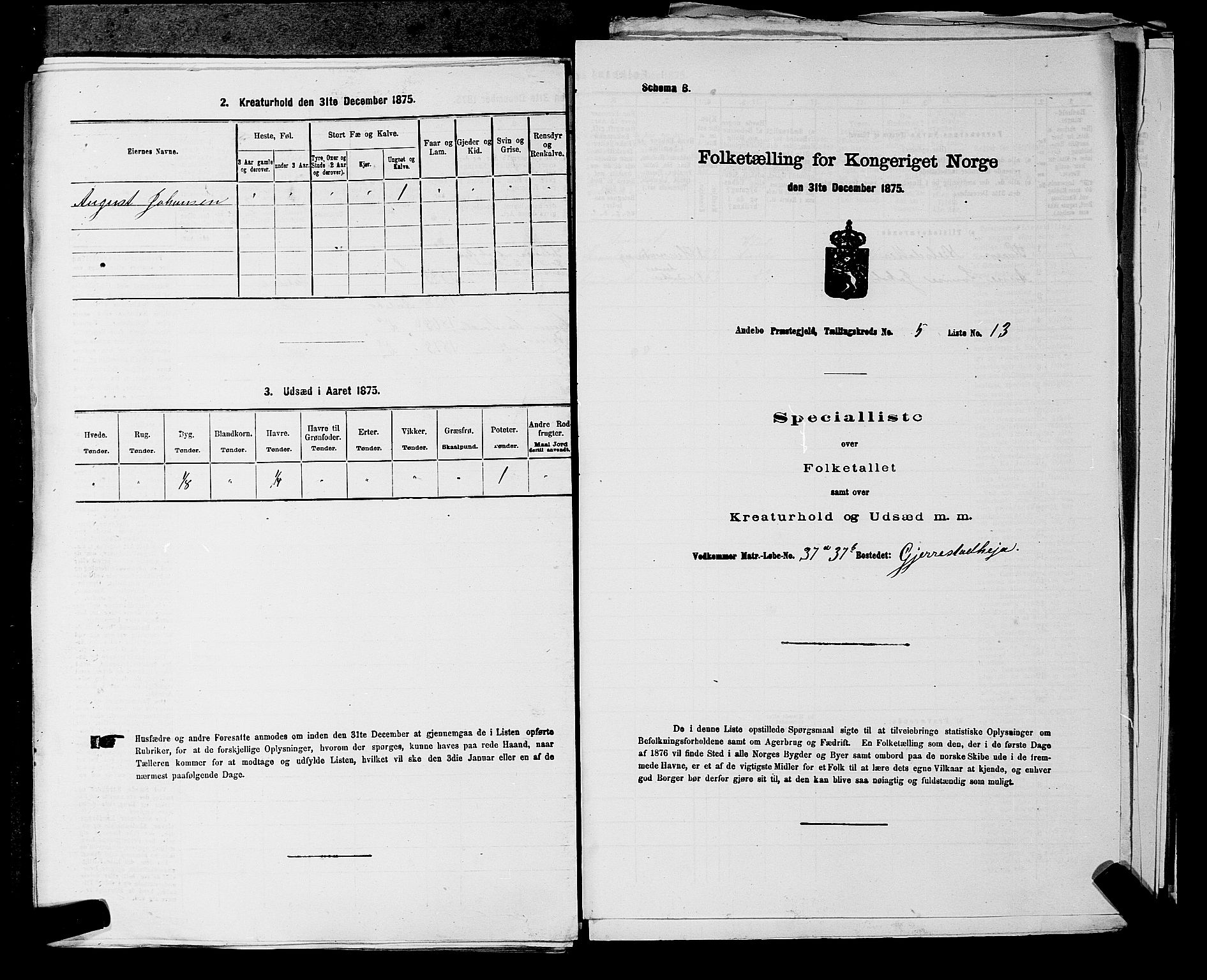 SAKO, 1875 census for 0719P Andebu, 1875, p. 545