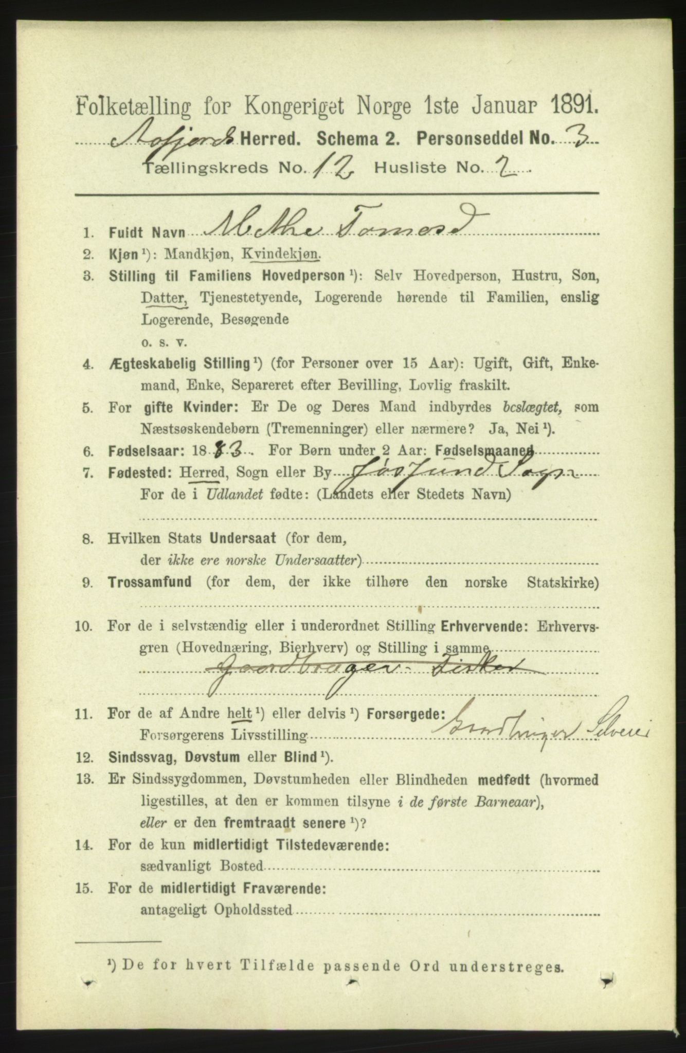 RA, 1891 census for 1630 Åfjord, 1891, p. 3753