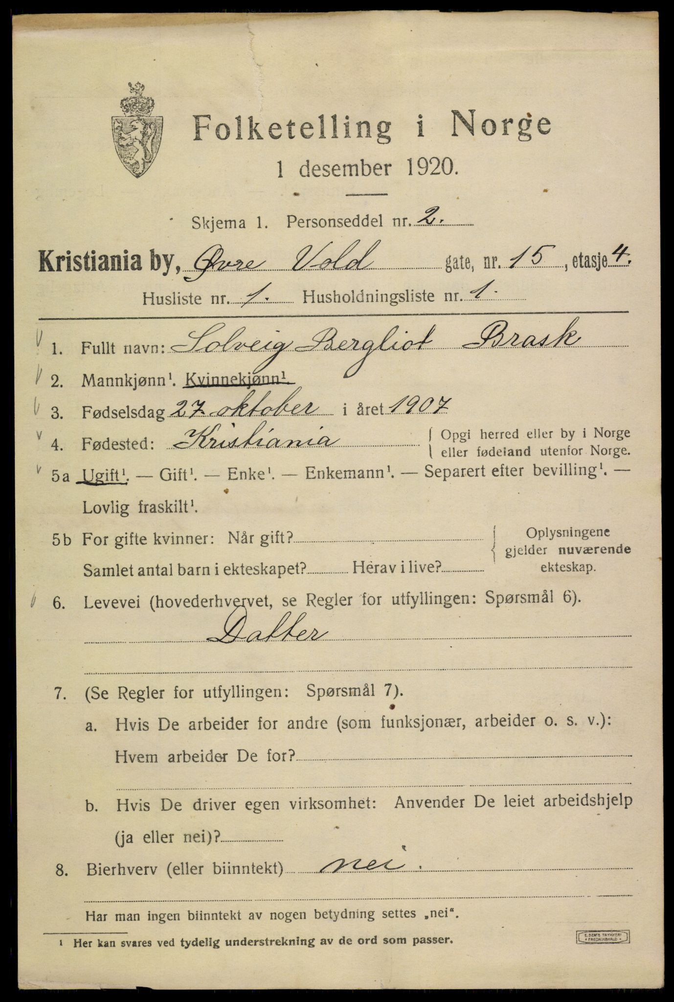 SAO, 1920 census for Kristiania, 1920, p. 658855