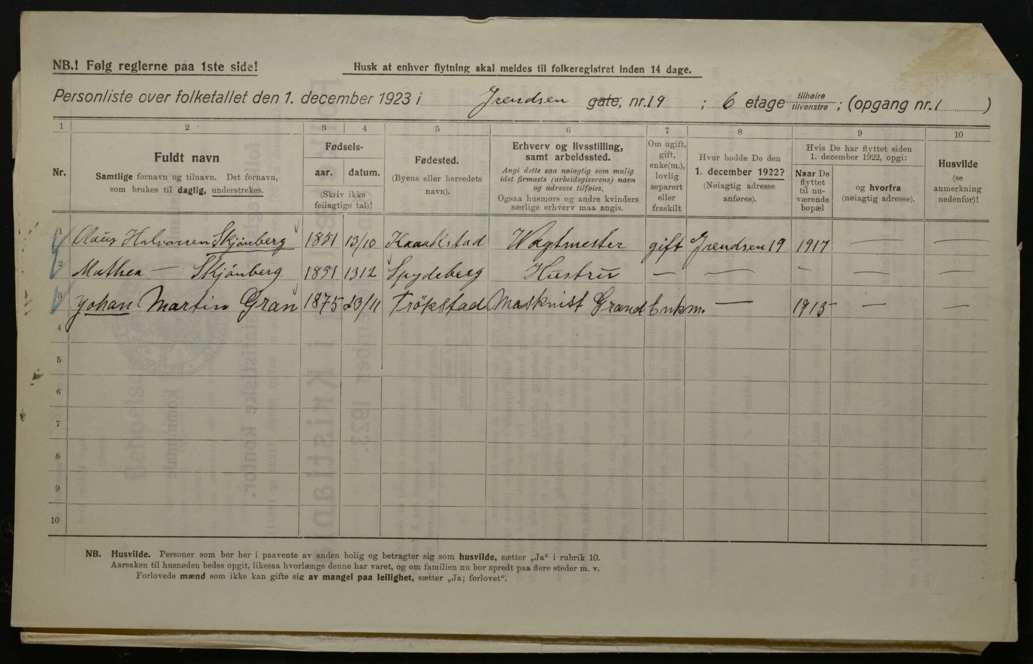 OBA, Municipal Census 1923 for Kristiania, 1923, p. 33779