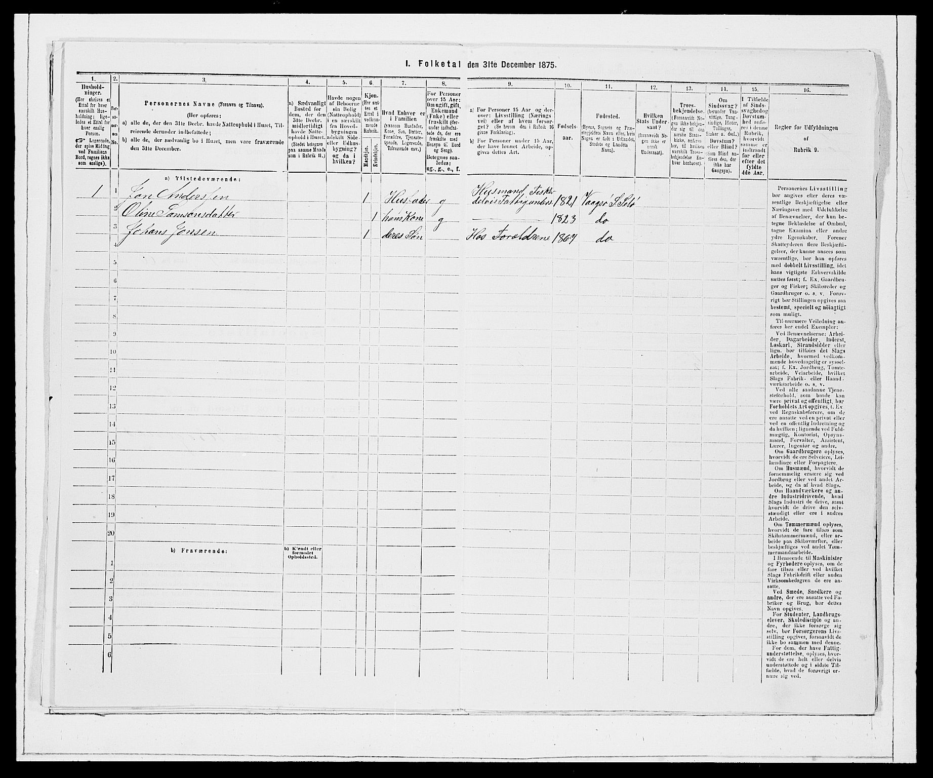 SAB, 1875 Census for 1441P Selje, 1875, p. 597