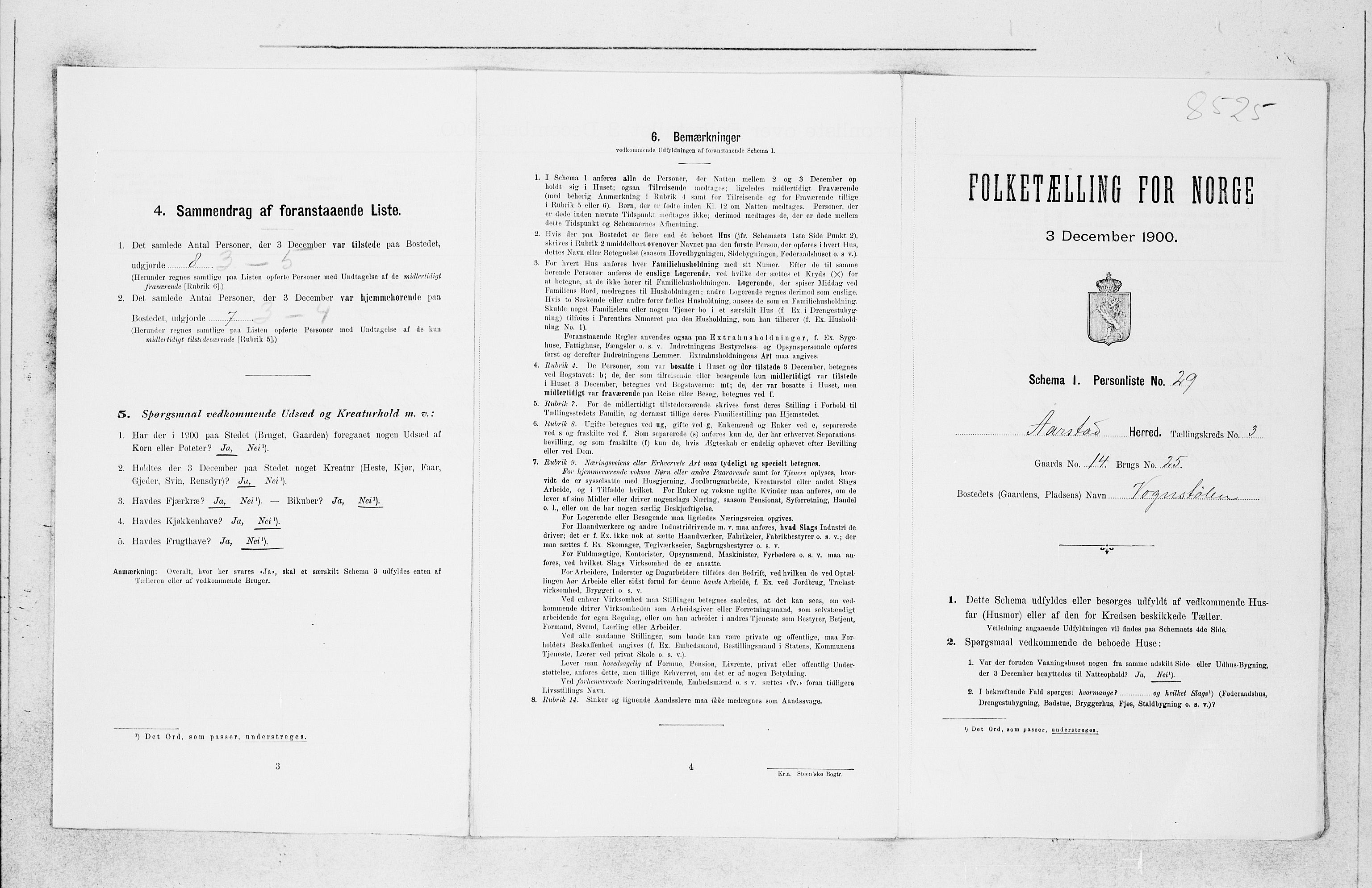 SAB, 1900 census for Årstad, 1900, p. 287