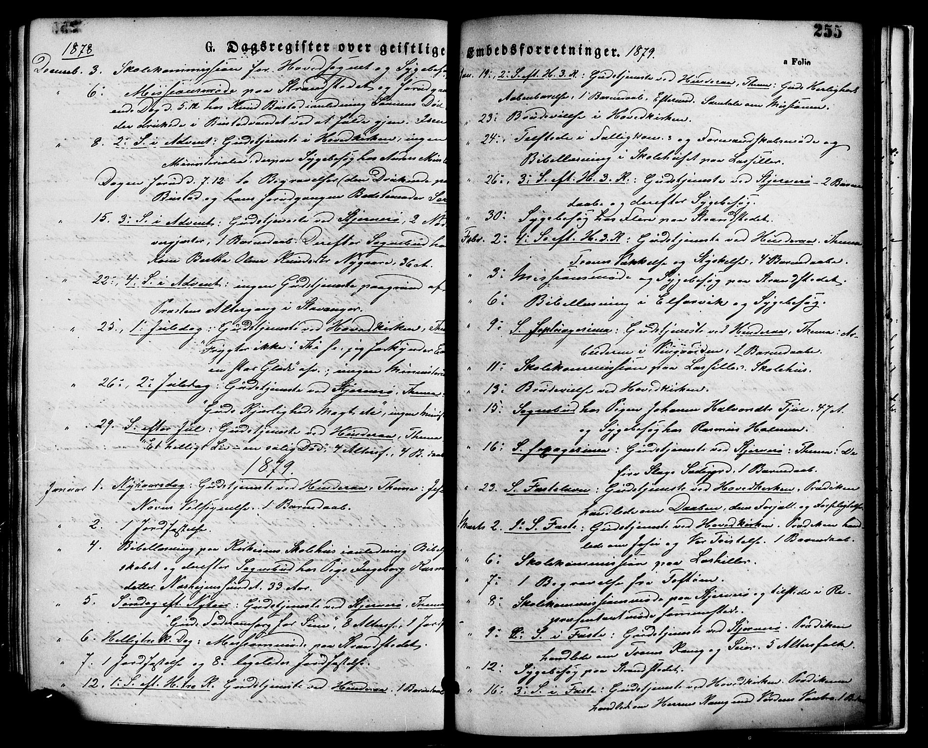 Nedstrand sokneprestkontor, SAST/A-101841/01/IV: Parish register (official) no. A 11, 1877-1887, p. 255