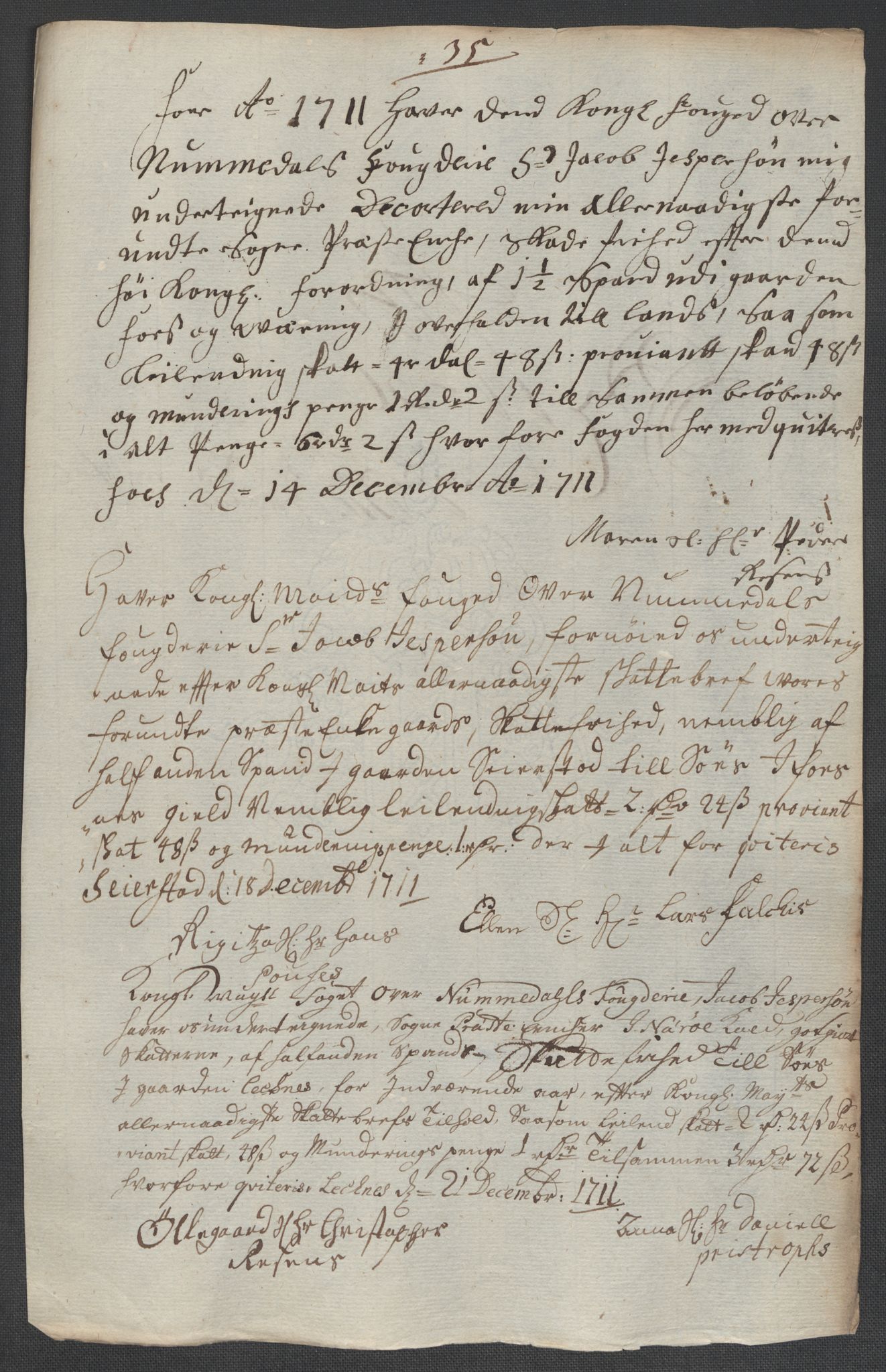 Rentekammeret inntil 1814, Reviderte regnskaper, Fogderegnskap, AV/RA-EA-4092/R64/L4432: Fogderegnskap Namdal, 1711, p. 199