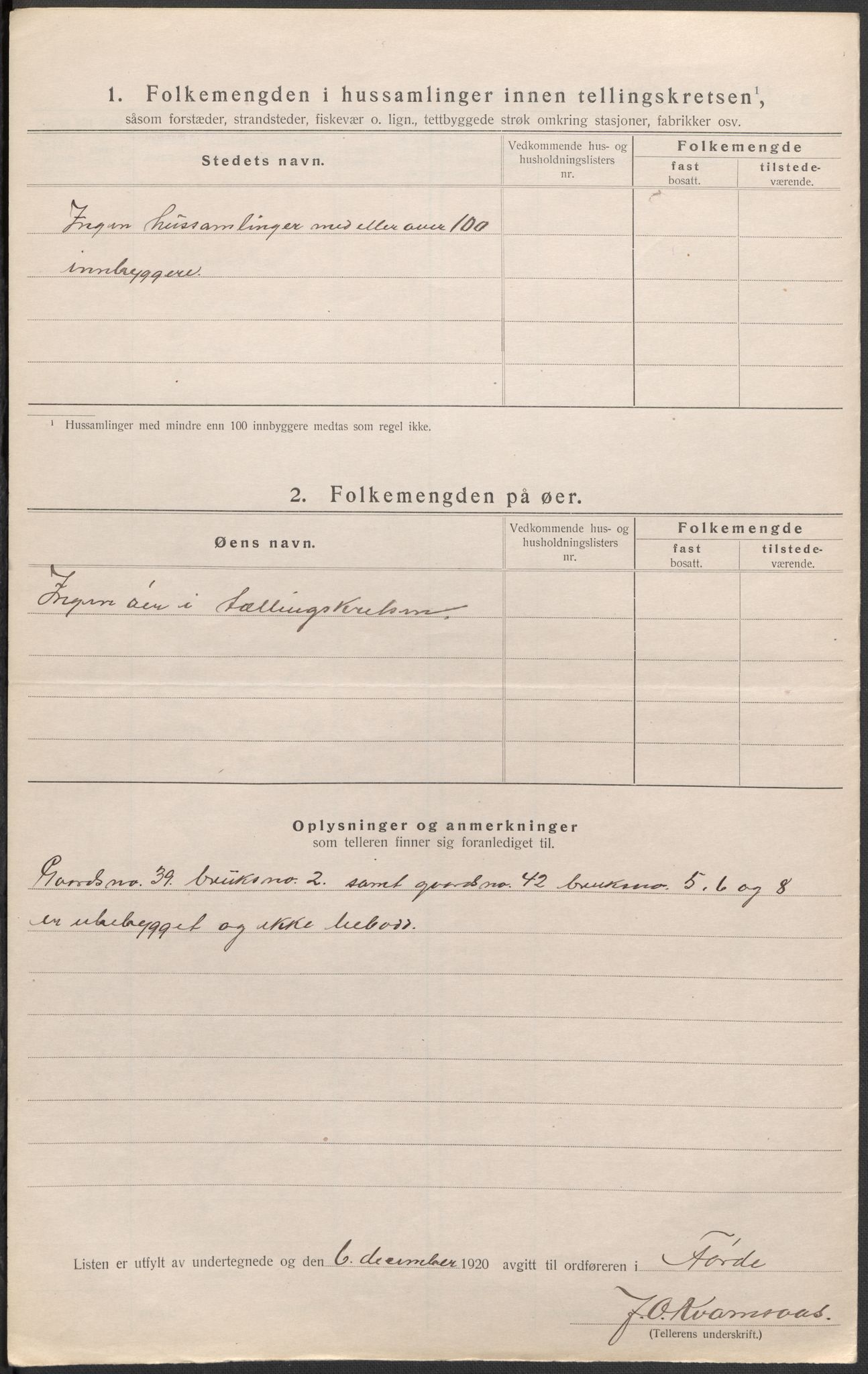 SAB, 1920 census for Førde, 1920, p. 37