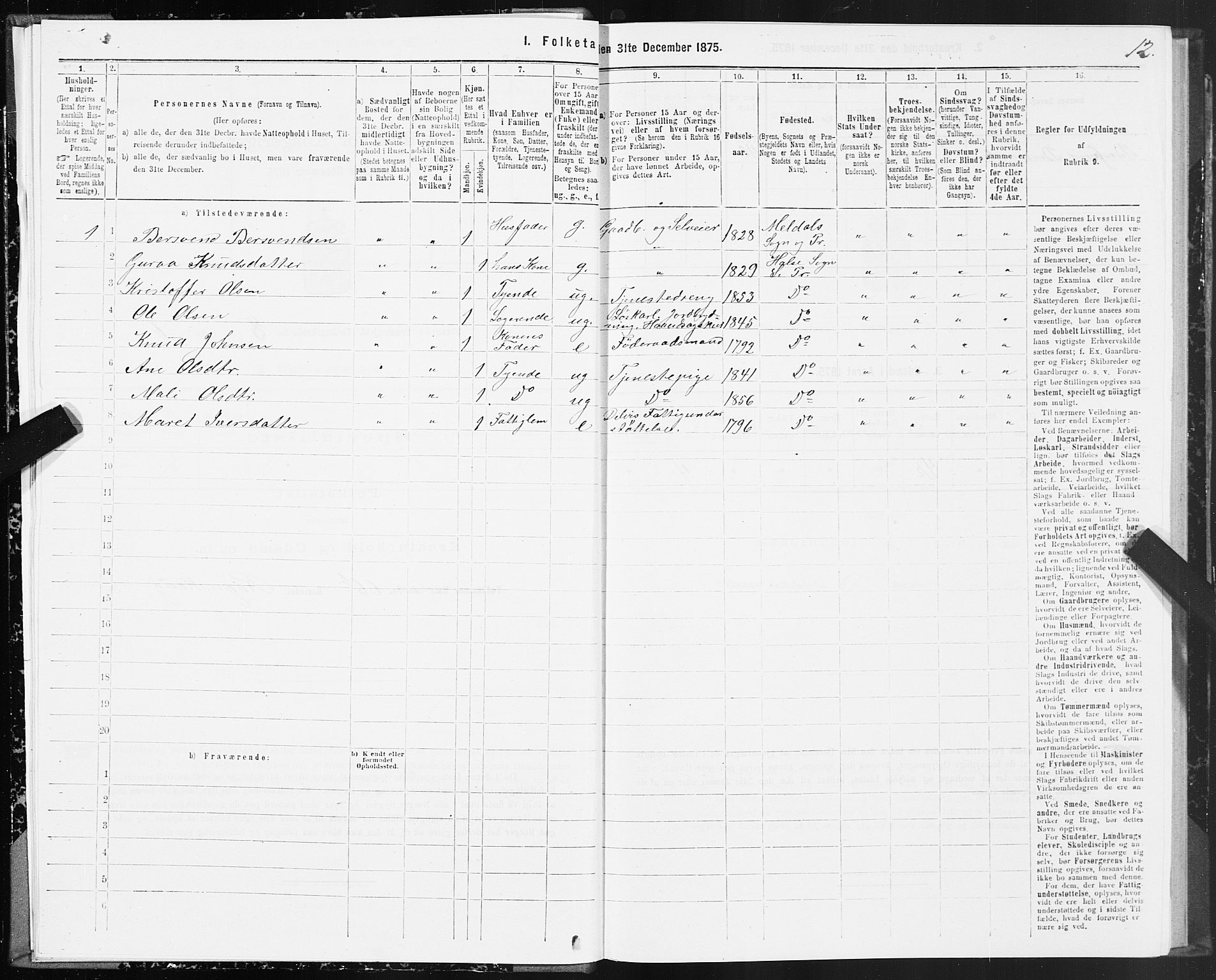 SAT, 1875 census for 1564P Stangvik, 1875, p. 4012