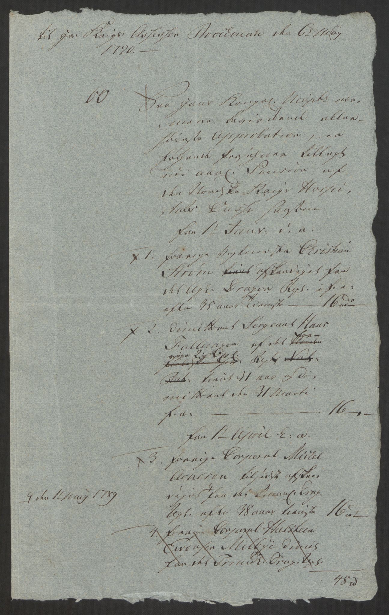 Forsvaret, Den norske kvesthuskasse/krigshospitalkasse, AV/RA-RAFA-1887/F/Fa/L0008: Konsepter, 1790-1793, p. 119
