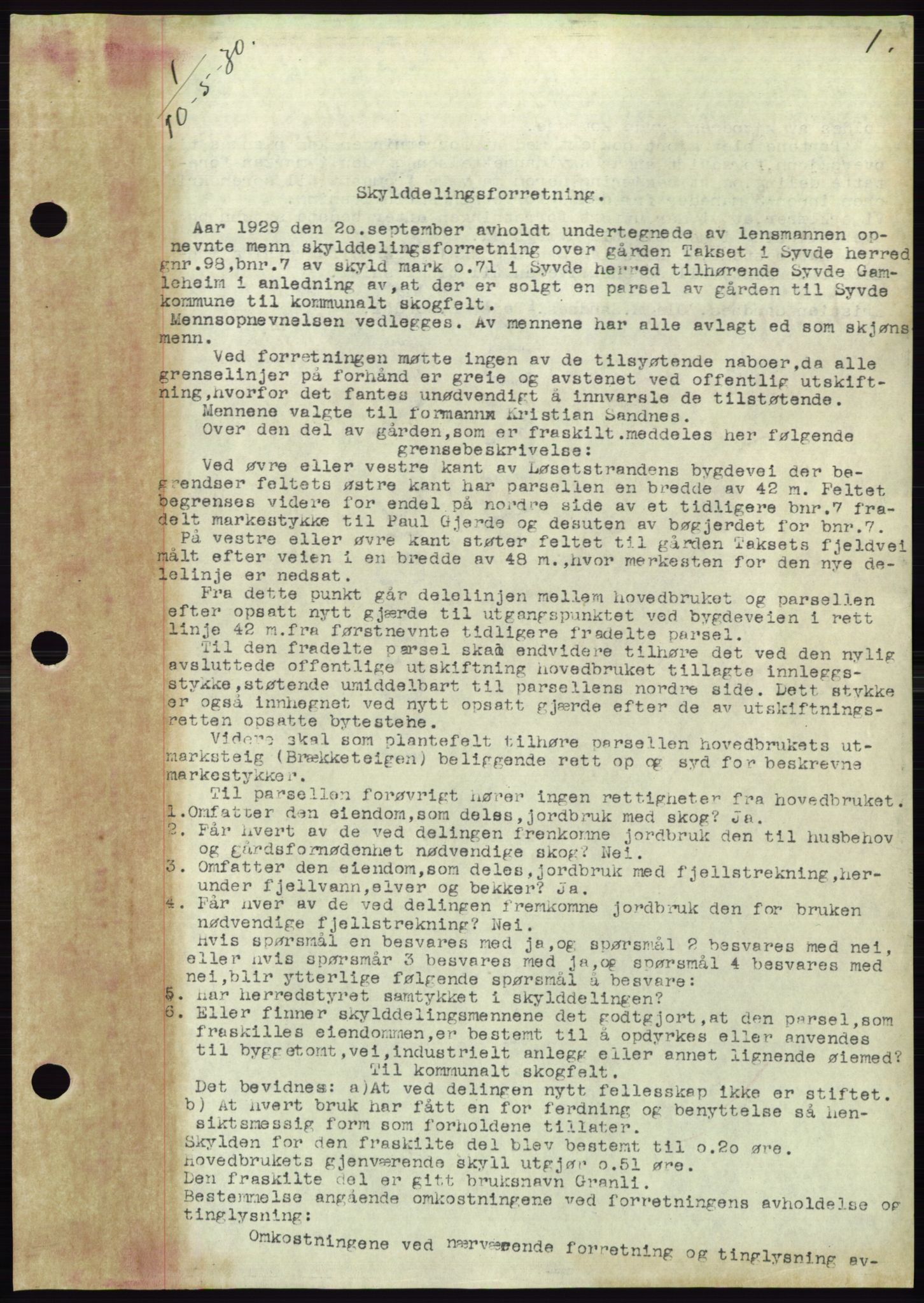 Søre Sunnmøre sorenskriveri, SAT/A-4122/1/2/2C/L0051: Mortgage book no. 45, 1930-1931, Deed date: 10.05.1930