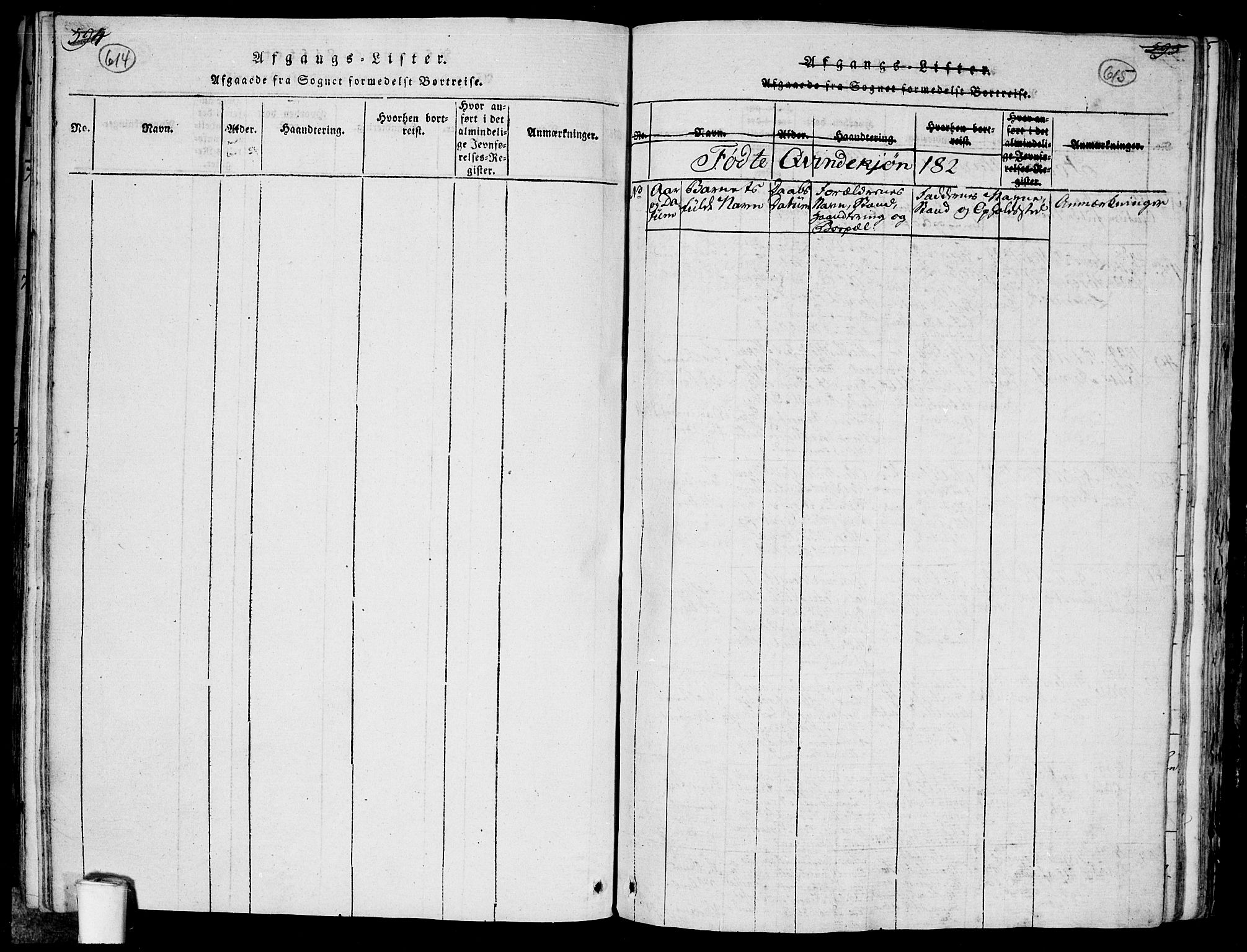 Rakkestad prestekontor Kirkebøker, SAO/A-2008/F/Fa/L0006: Parish register (official) no. I 6, 1814-1824, p. 614-615