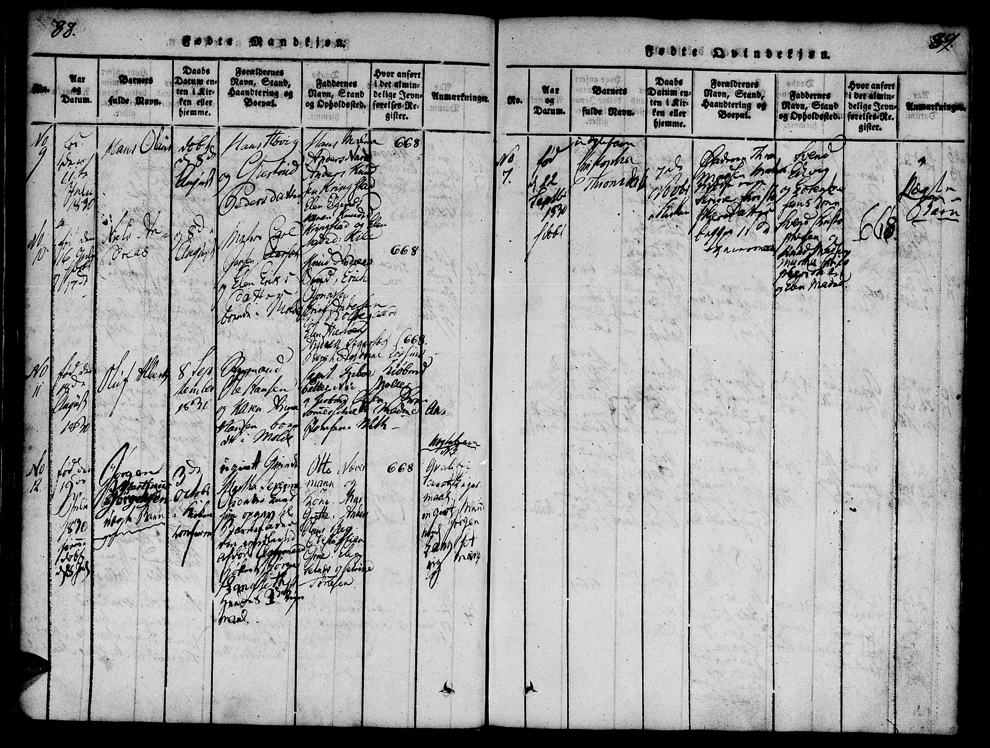 Ministerialprotokoller, klokkerbøker og fødselsregistre - Møre og Romsdal, SAT/A-1454/558/L0688: Parish register (official) no. 558A02, 1818-1843, p. 88-89
