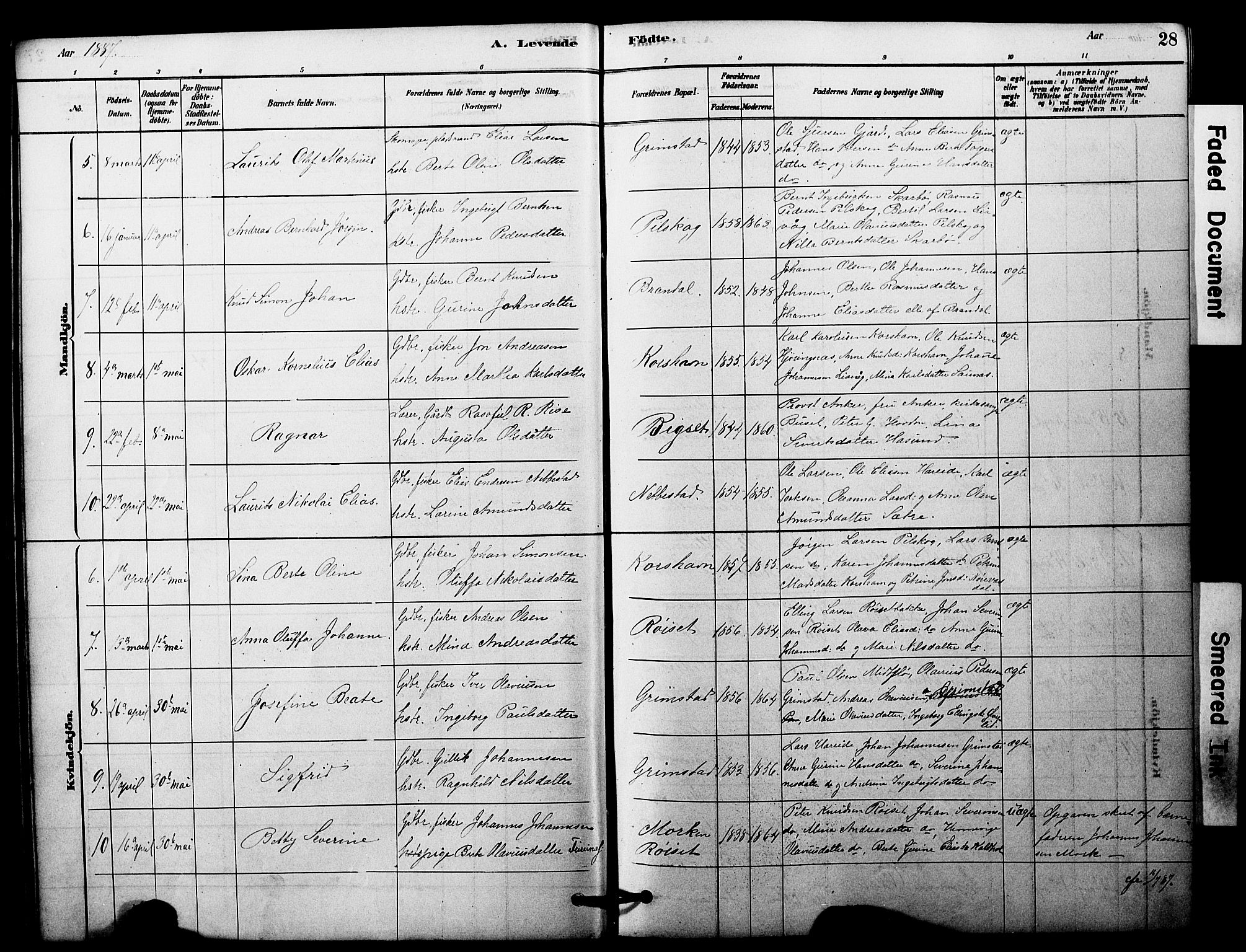 Ministerialprotokoller, klokkerbøker og fødselsregistre - Møre og Romsdal, SAT/A-1454/510/L0122: Parish register (official) no. 510A02, 1878-1897, p. 28