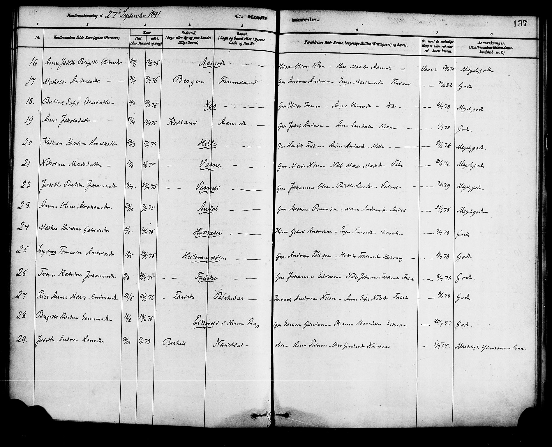 Førde sokneprestembete, SAB/A-79901/H/Haa/Haad/L0001: Parish register (official) no. D 1, 1881-1898, p. 137