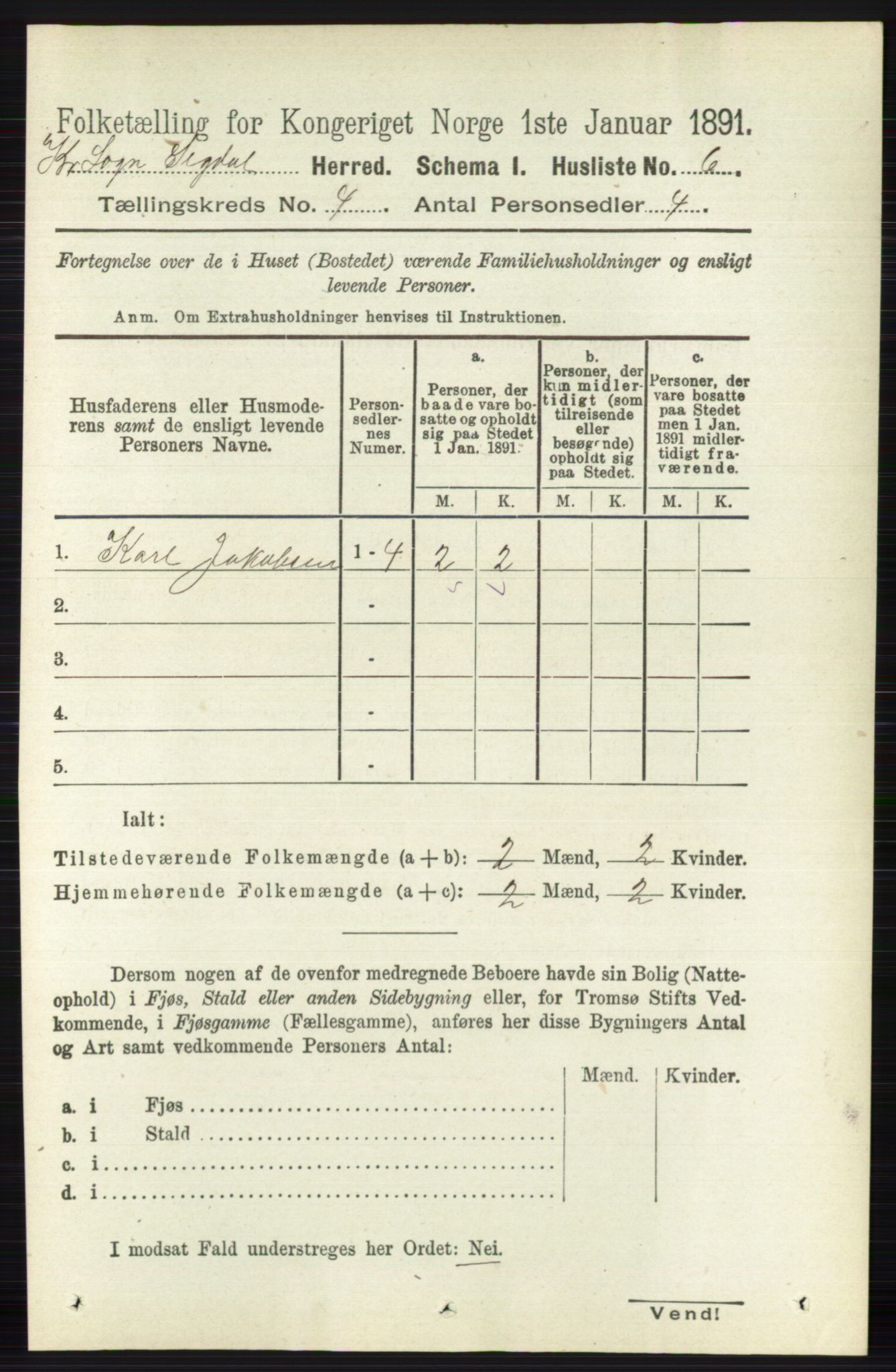 RA, 1891 census for 0621 Sigdal, 1891, p. 5957