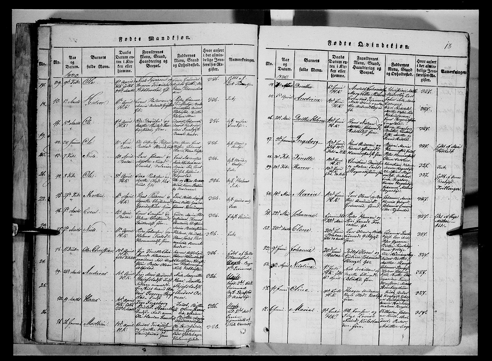 Østre Toten prestekontor, AV/SAH-PREST-104/H/Ha/Haa/L0001: Parish register (official) no. 1, 1828-1839, p. 13