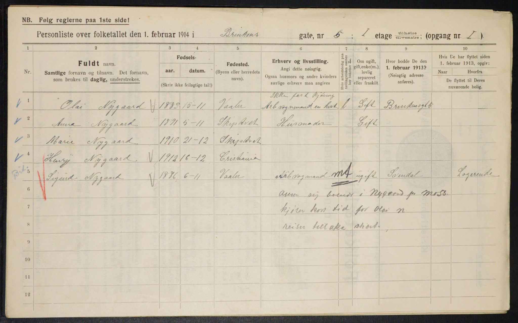 OBA, Municipal Census 1914 for Kristiania, 1914, p. 8809