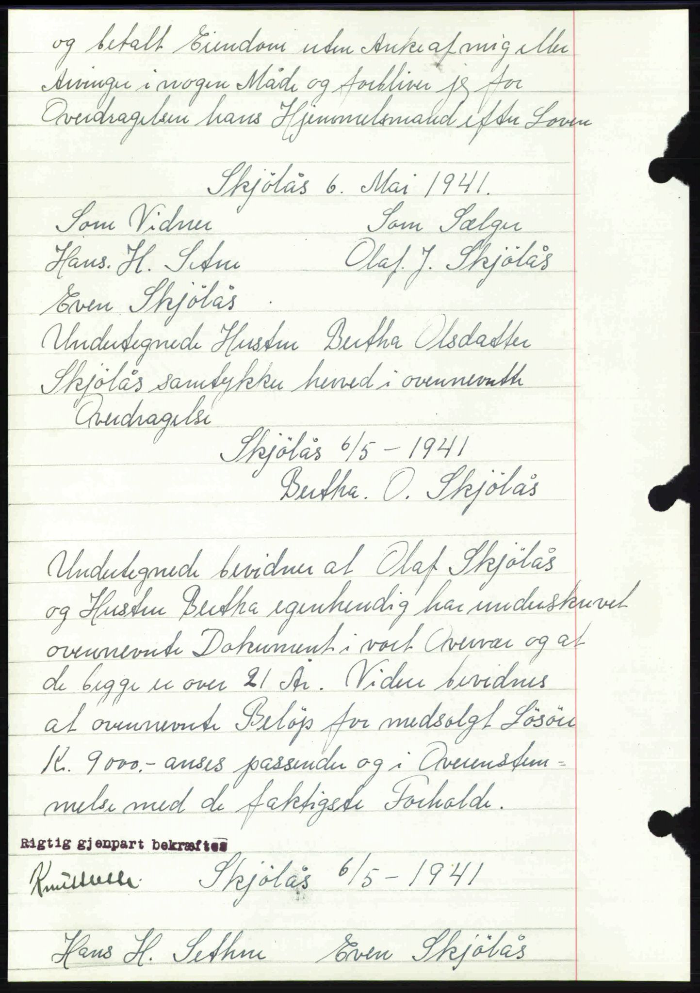 Toten tingrett, SAH/TING-006/H/Hb/Hbc/L0008: Mortgage book no. Hbc-08, 1941-1941, Diary no: : 984/1941