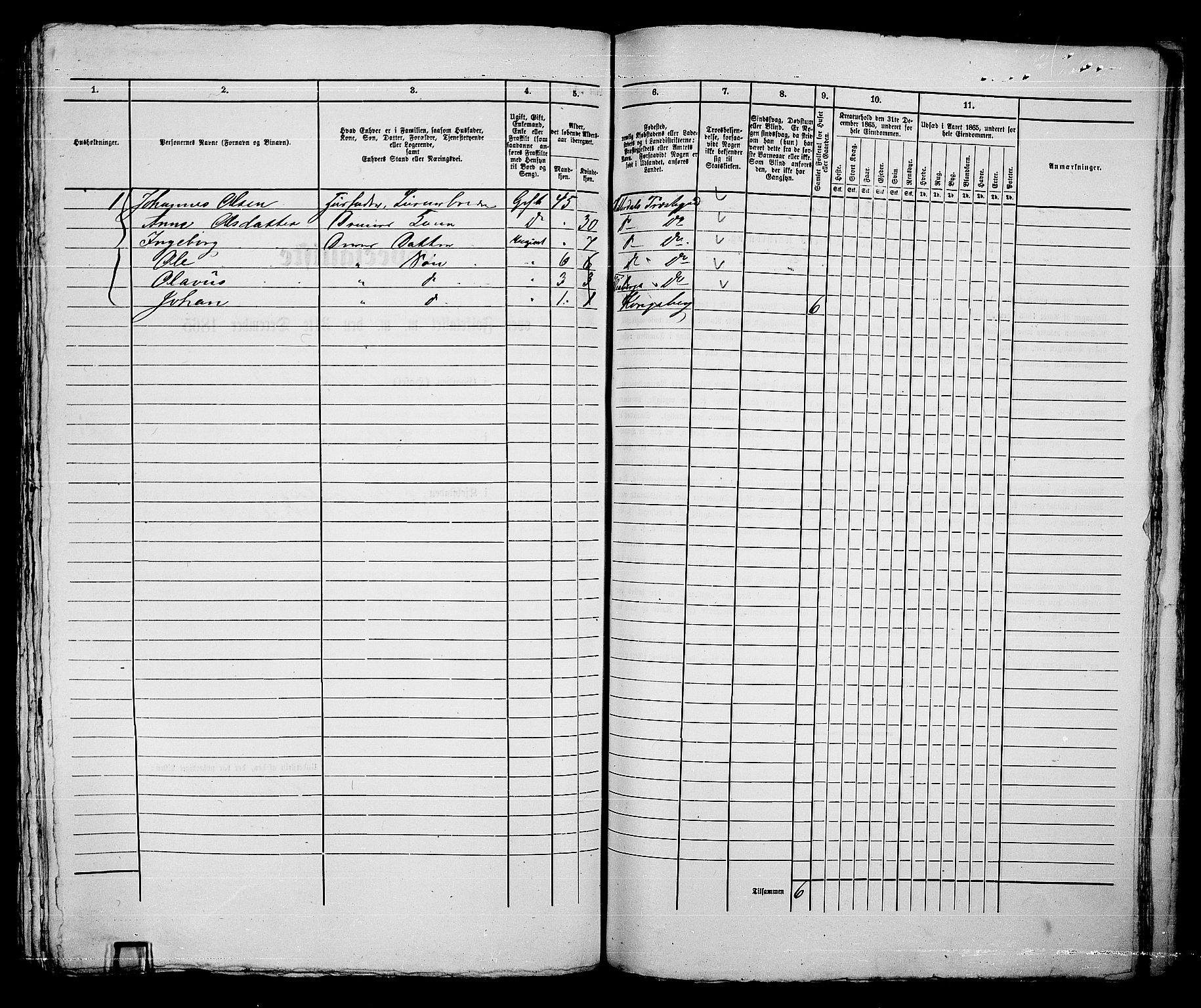 RA, 1865 census for Kongsberg/Kongsberg, 1865, p. 912