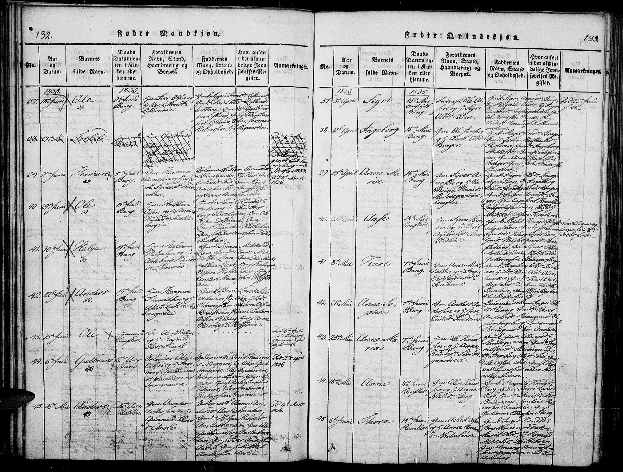 Sør-Aurdal prestekontor, AV/SAH-PREST-128/H/Ha/Haa/L0003: Parish register (official) no. 3, 1825-1840, p. 132-133