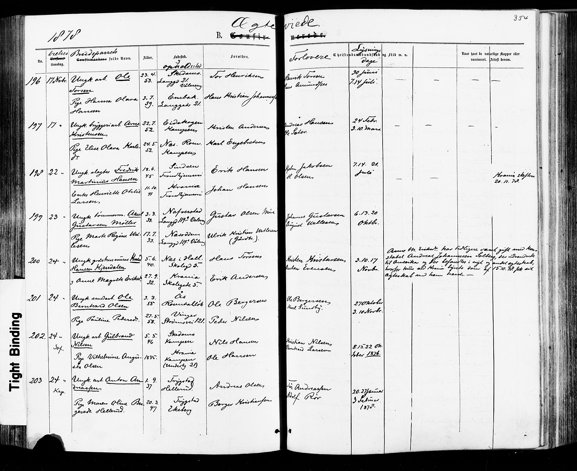 Østre Aker prestekontor Kirkebøker, AV/SAO-A-10840/F/Fa/L0004: Parish register (official) no. I 4, 1876-1889, p. 354