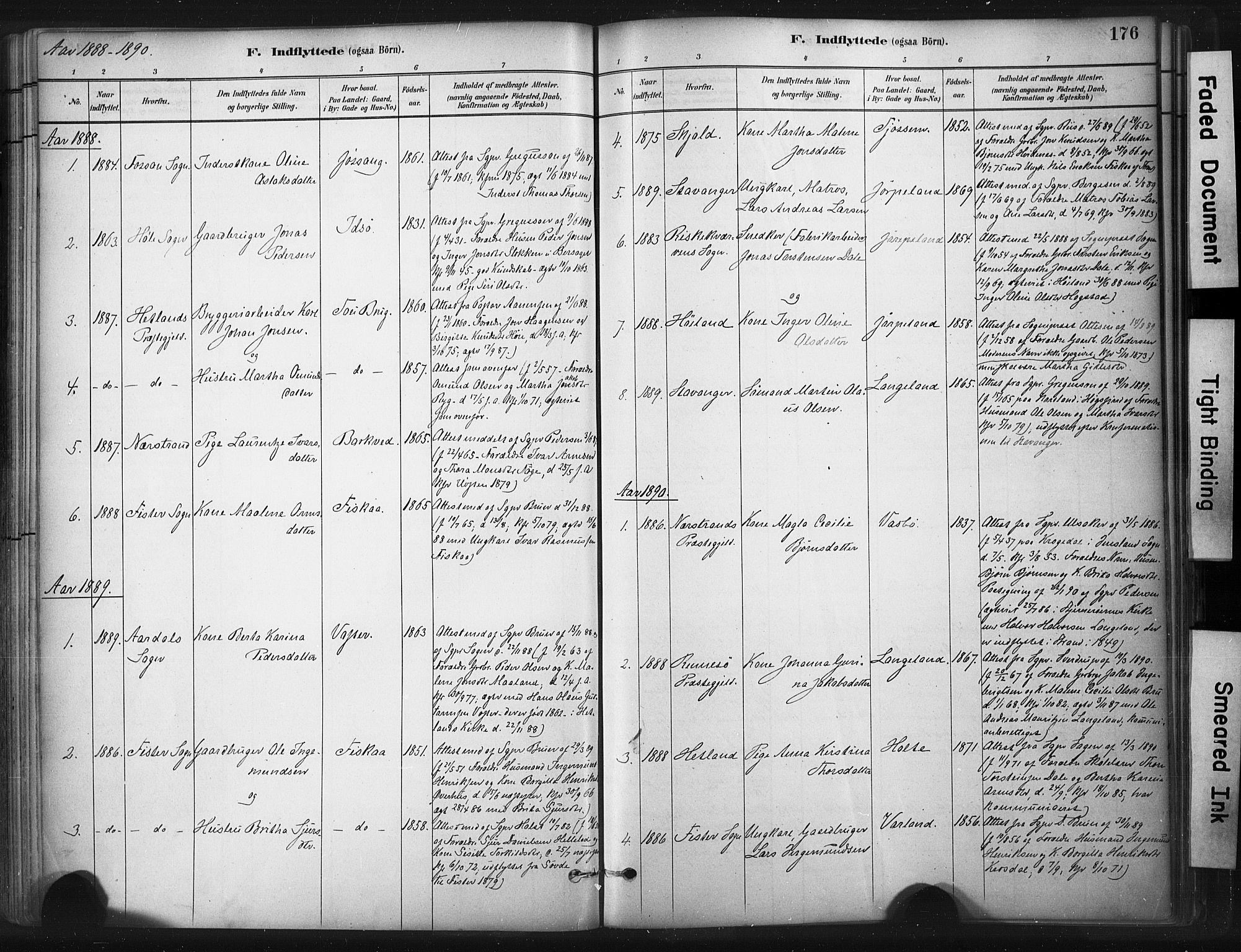 Strand sokneprestkontor, SAST/A-101828/H/Ha/Haa/L0010: Parish register (official) no. A 10, 1882-1929, p. 176