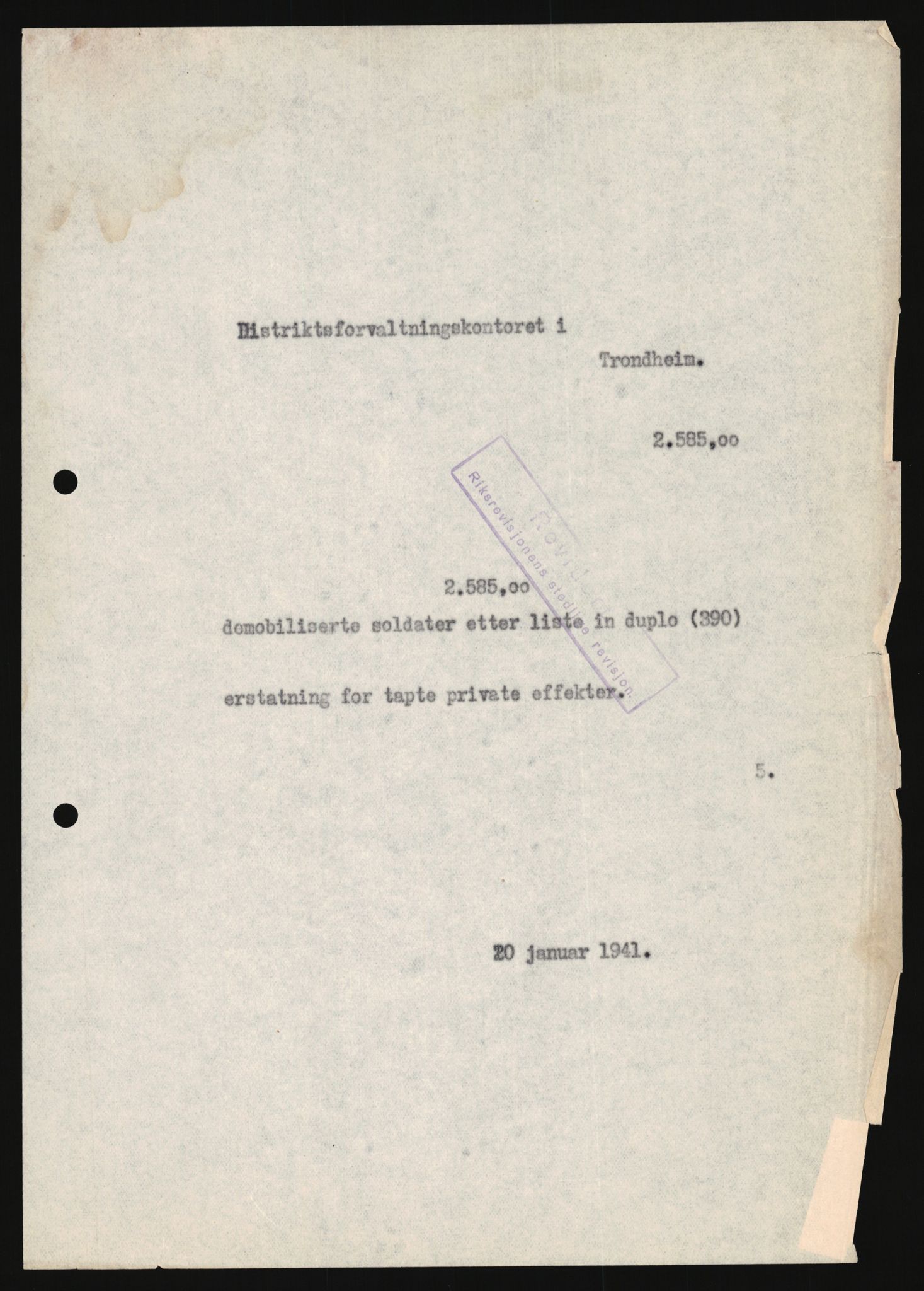 Justisdepartementet, Oppgjørsavdelingen, AV/RA-S-1056/G/Ga/L0005: Anvisningslister for utbetalinger i effektsaker, 1940-1942, p. 9