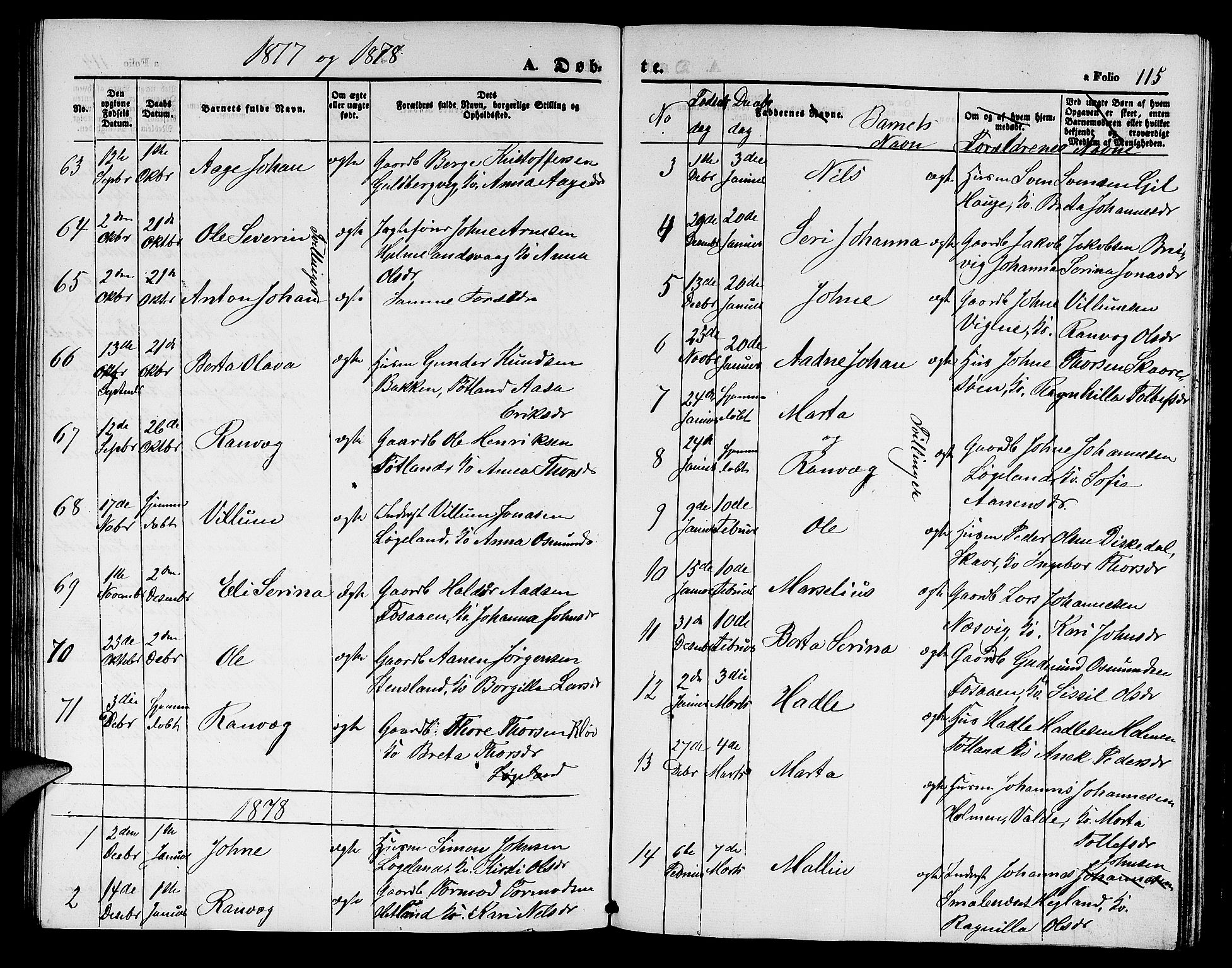 Hjelmeland sokneprestkontor, AV/SAST-A-101843/01/V/L0004: Parish register (copy) no. B 4, 1853-1883, p. 115