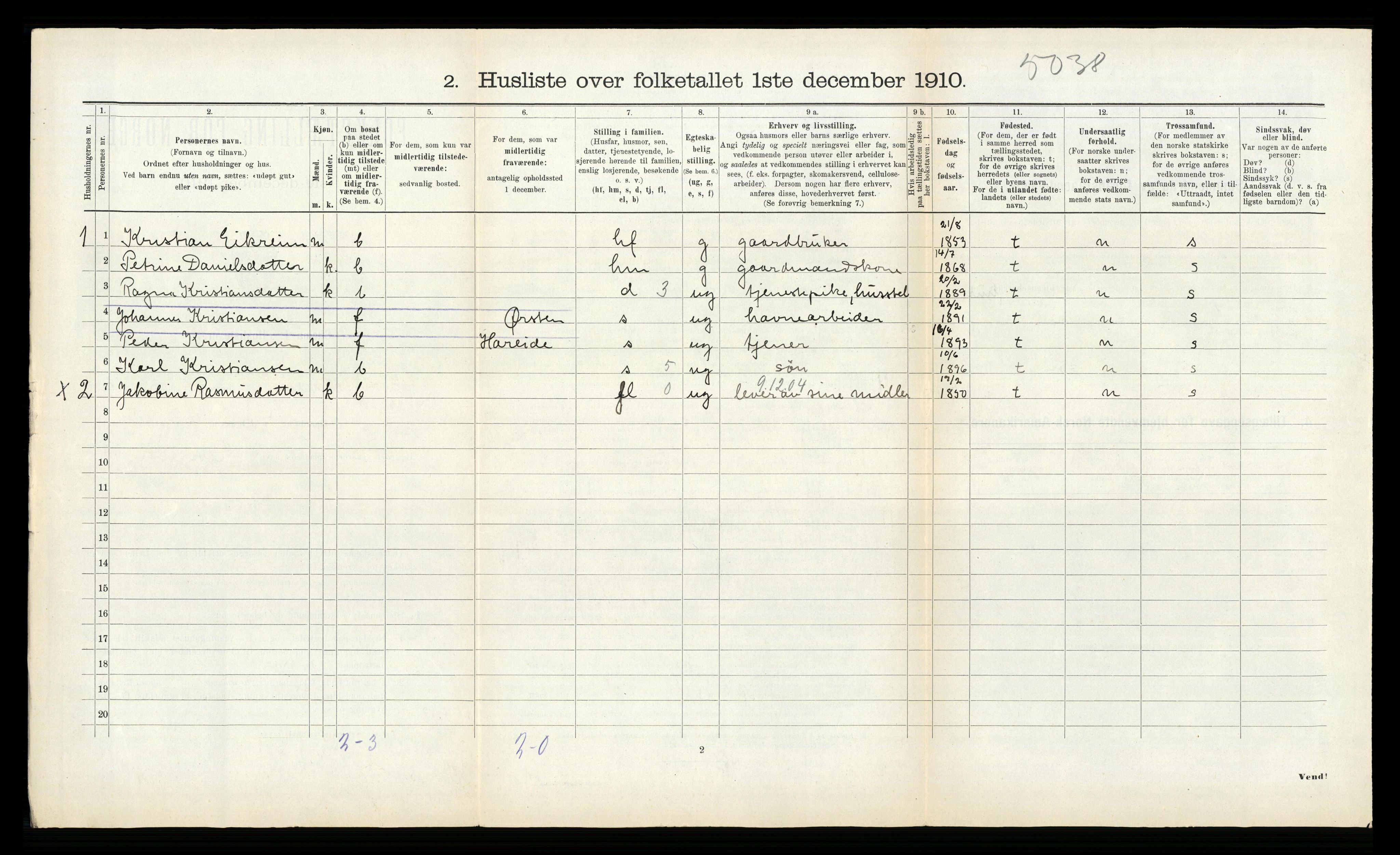 RA, 1910 census for Volda, 1910, p. 159