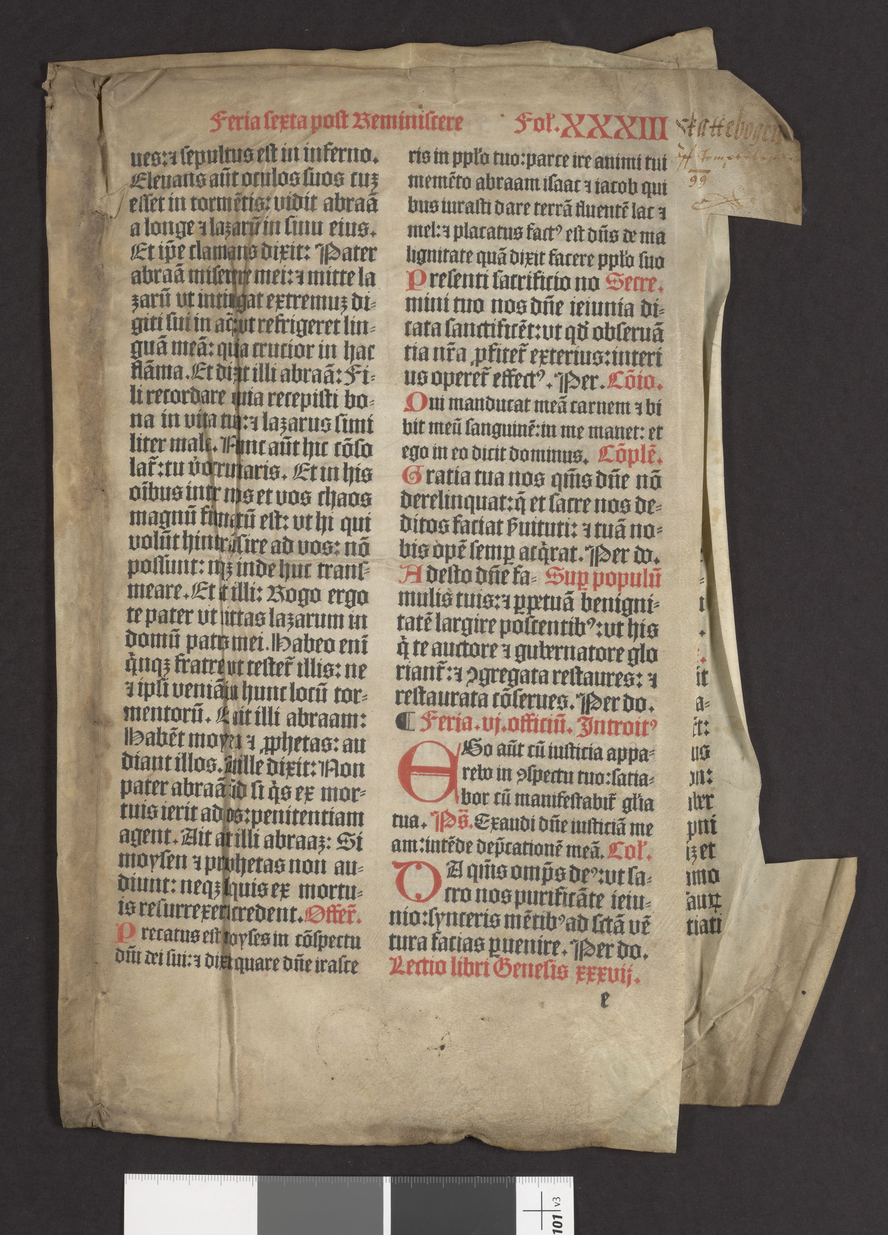 Riksarkivets diplomsamling, AV/RA-EA-5965/F27/F27A/F27Ab/L0002: Latinske fragmenter stort format, 1100-1536, p. 11