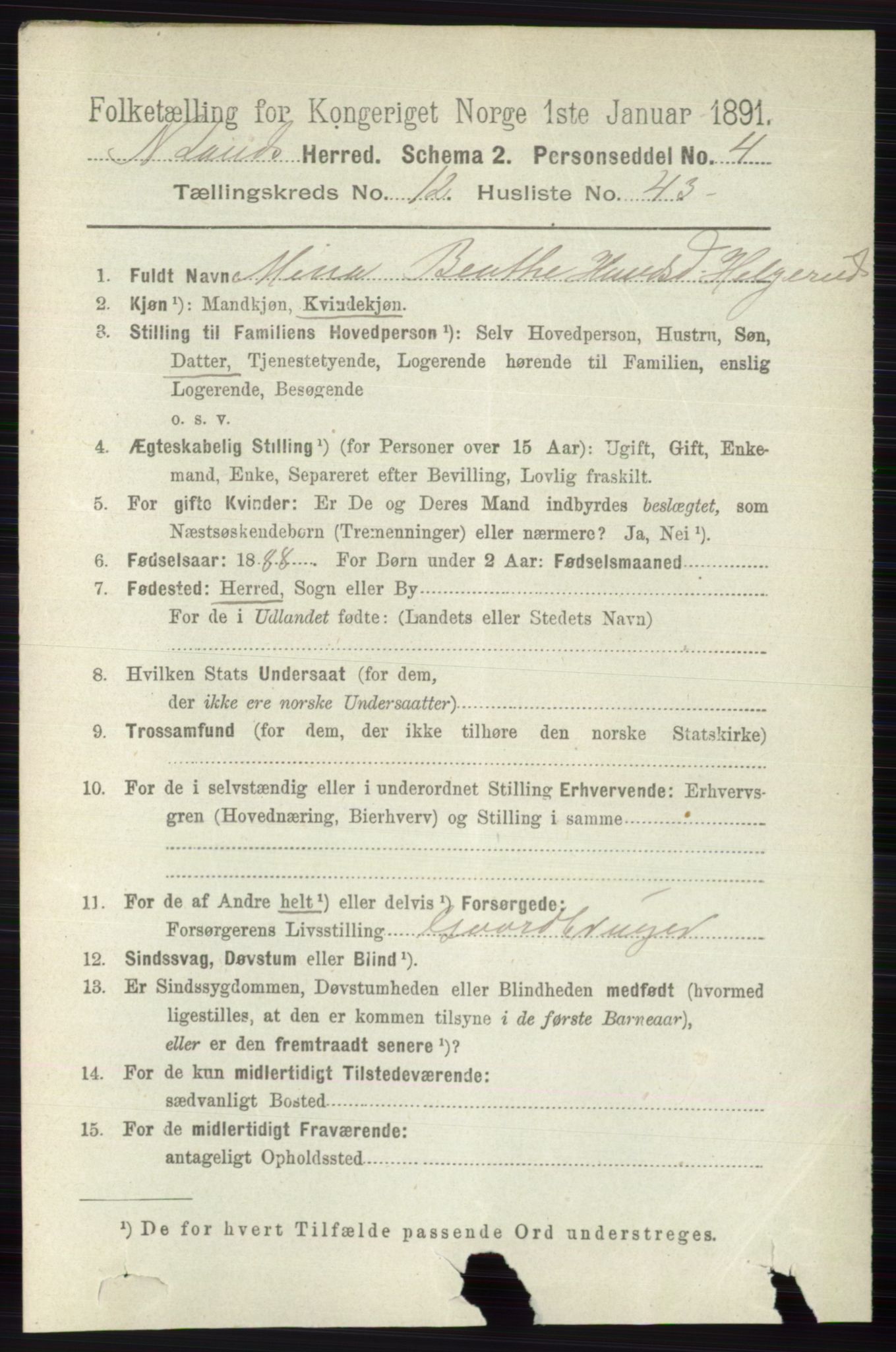 RA, 1891 census for 0538 Nordre Land, 1891, p. 3475