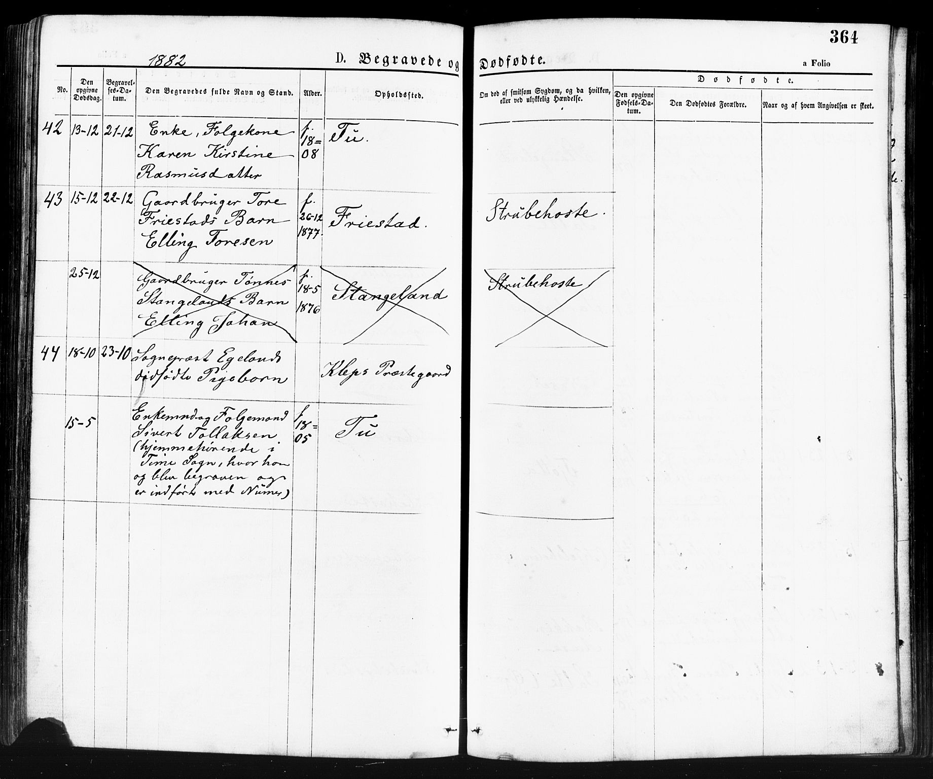 Klepp sokneprestkontor, AV/SAST-A-101803/001/3/30BA/L0006: Parish register (official) no. A 6, 1871-1885, p. 364