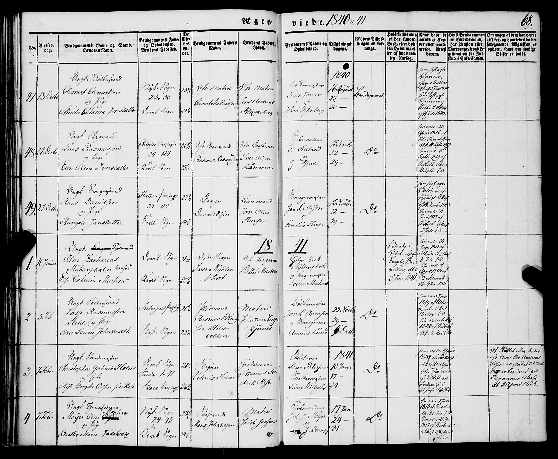 Korskirken sokneprestembete, SAB/A-76101/H/Haa/L0034: Parish register (official) no. D 1, 1832-1852, p. 68