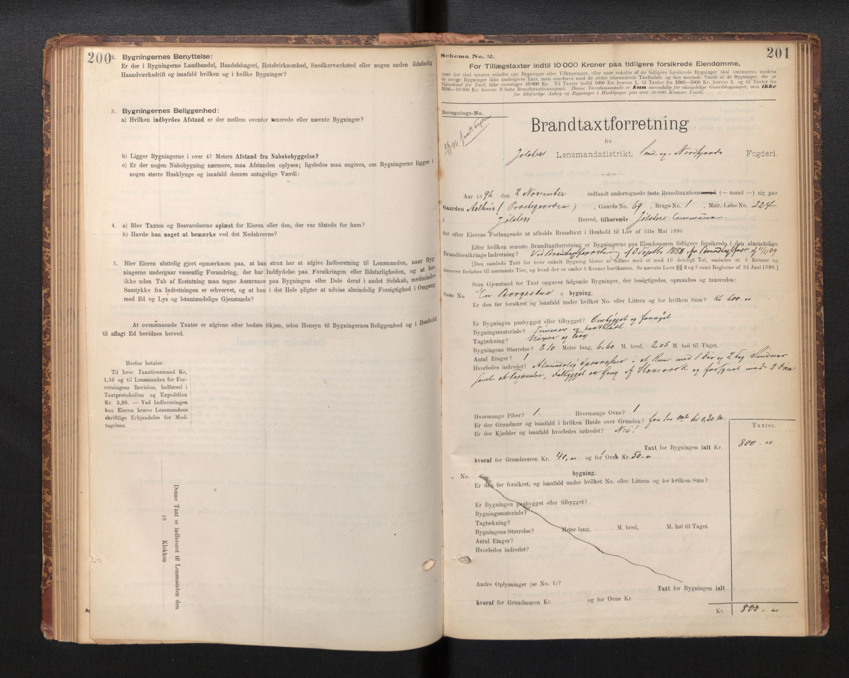 Lensmannen i Jølster, AV/SAB-A-28701/0012/L0004: Branntakstprotokoll, skjematakst, 1895-1923, p. 200-201