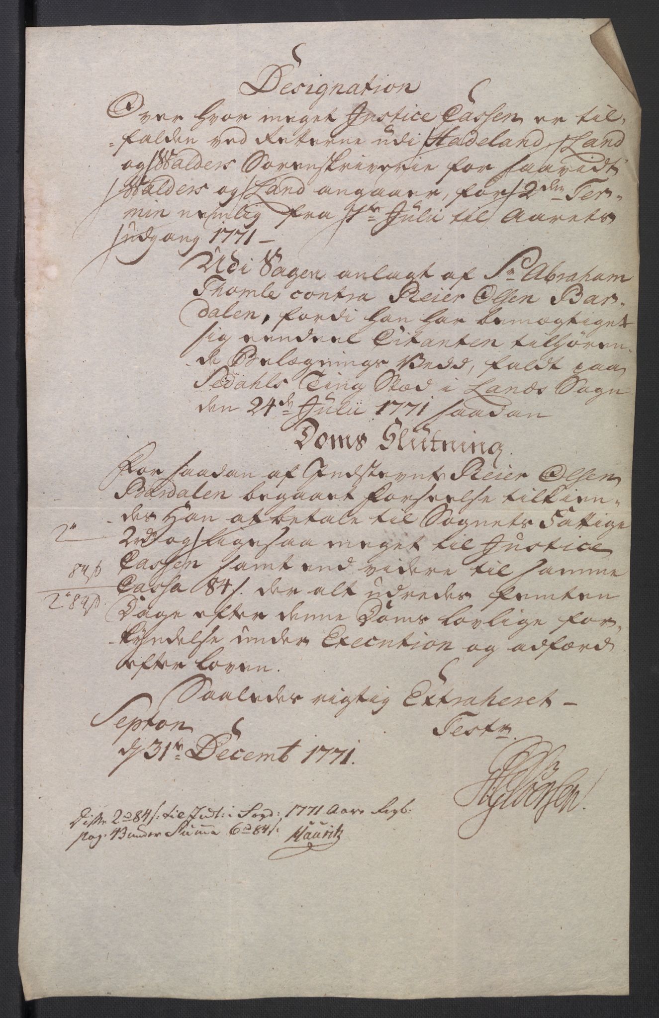 Rentekammeret inntil 1814, Reviderte regnskaper, Mindre regnskaper, AV/RA-EA-4068/Rb/L0014: Opplands amt, 1771-1779, p. 196