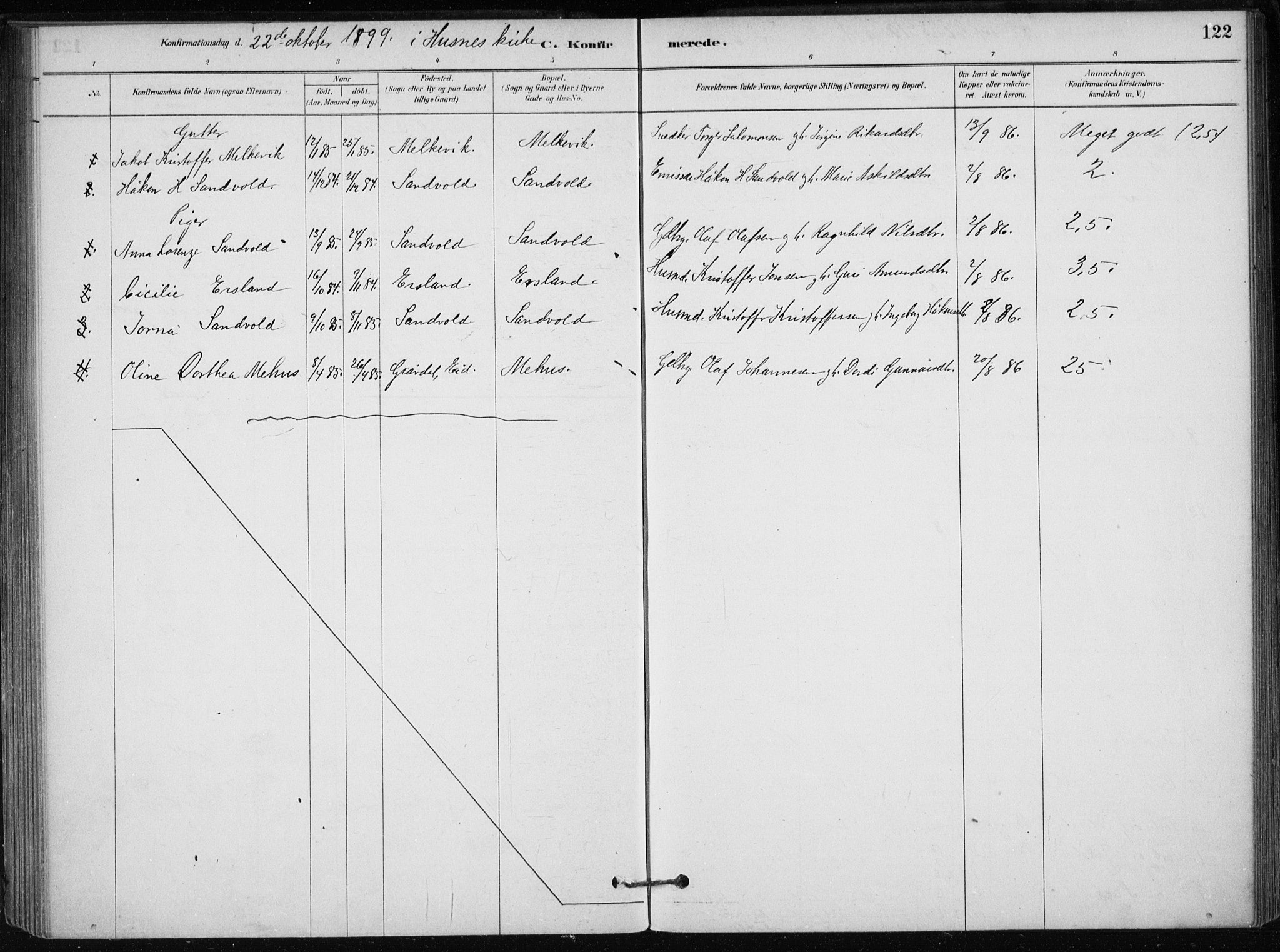 Skånevik sokneprestembete, AV/SAB-A-77801/H/Haa: Parish register (official) no. C  1, 1879-1917, p. 122