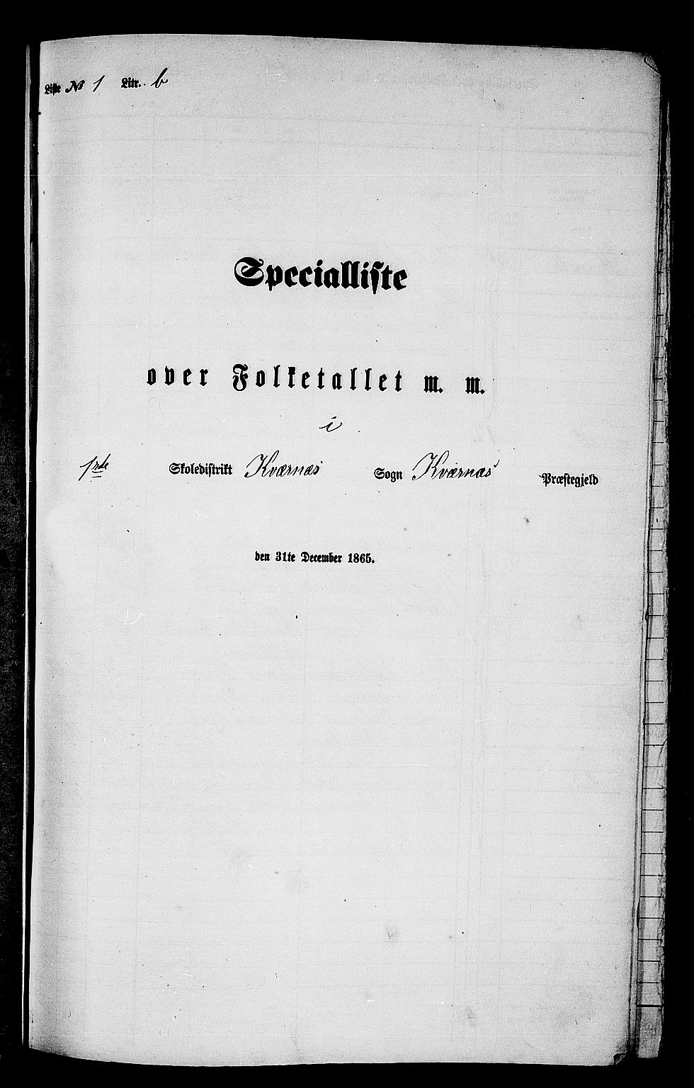 RA, 1865 census for Kvernes, 1865, p. 27