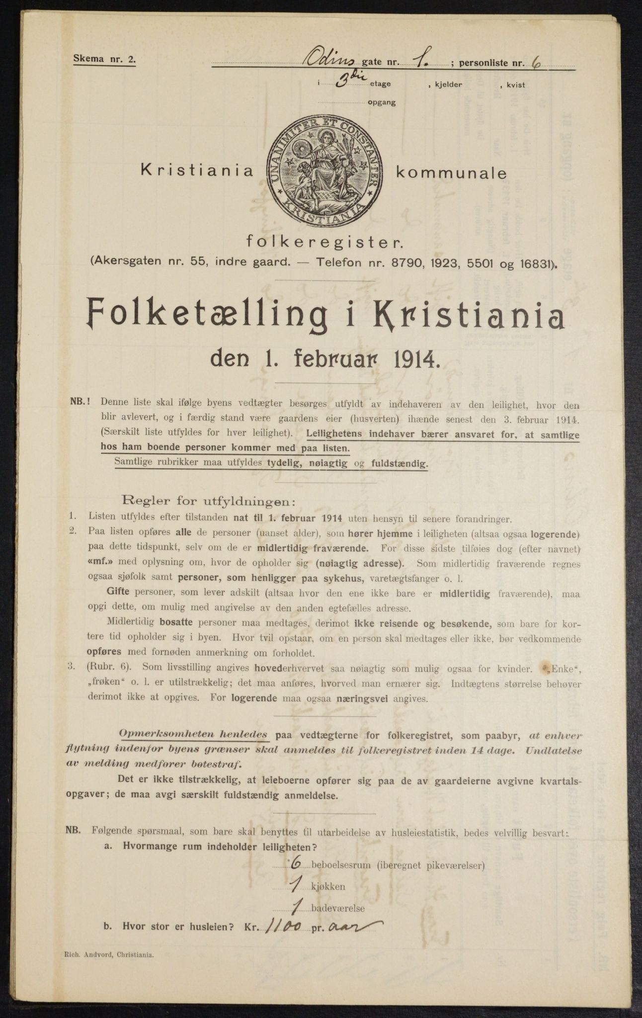 OBA, Municipal Census 1914 for Kristiania, 1914, p. 74500